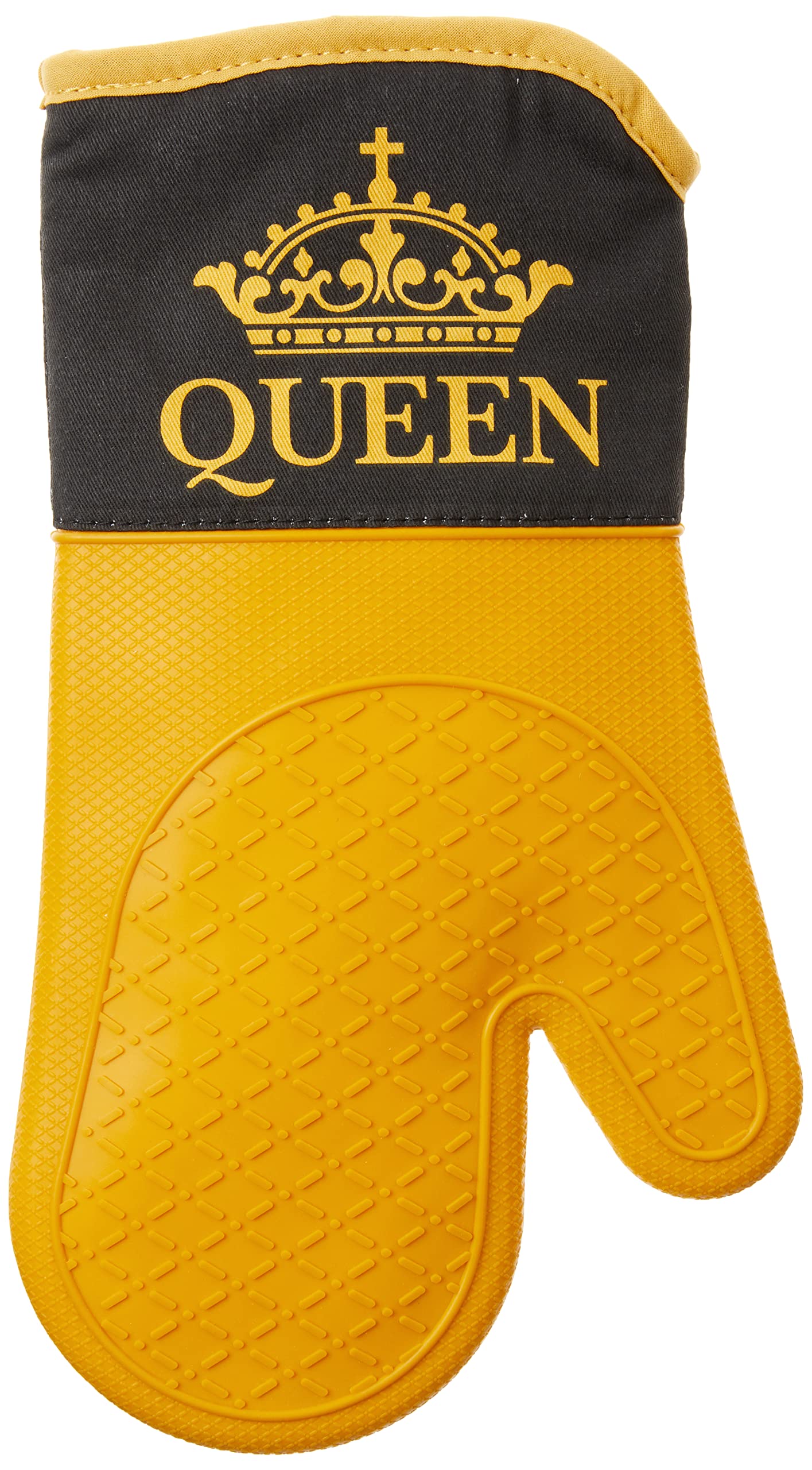 African American Expressions - Oven Mitt/Pot Holder Silicone Set, Queen Black And Gold, 36 X 26 Inch, Km-03