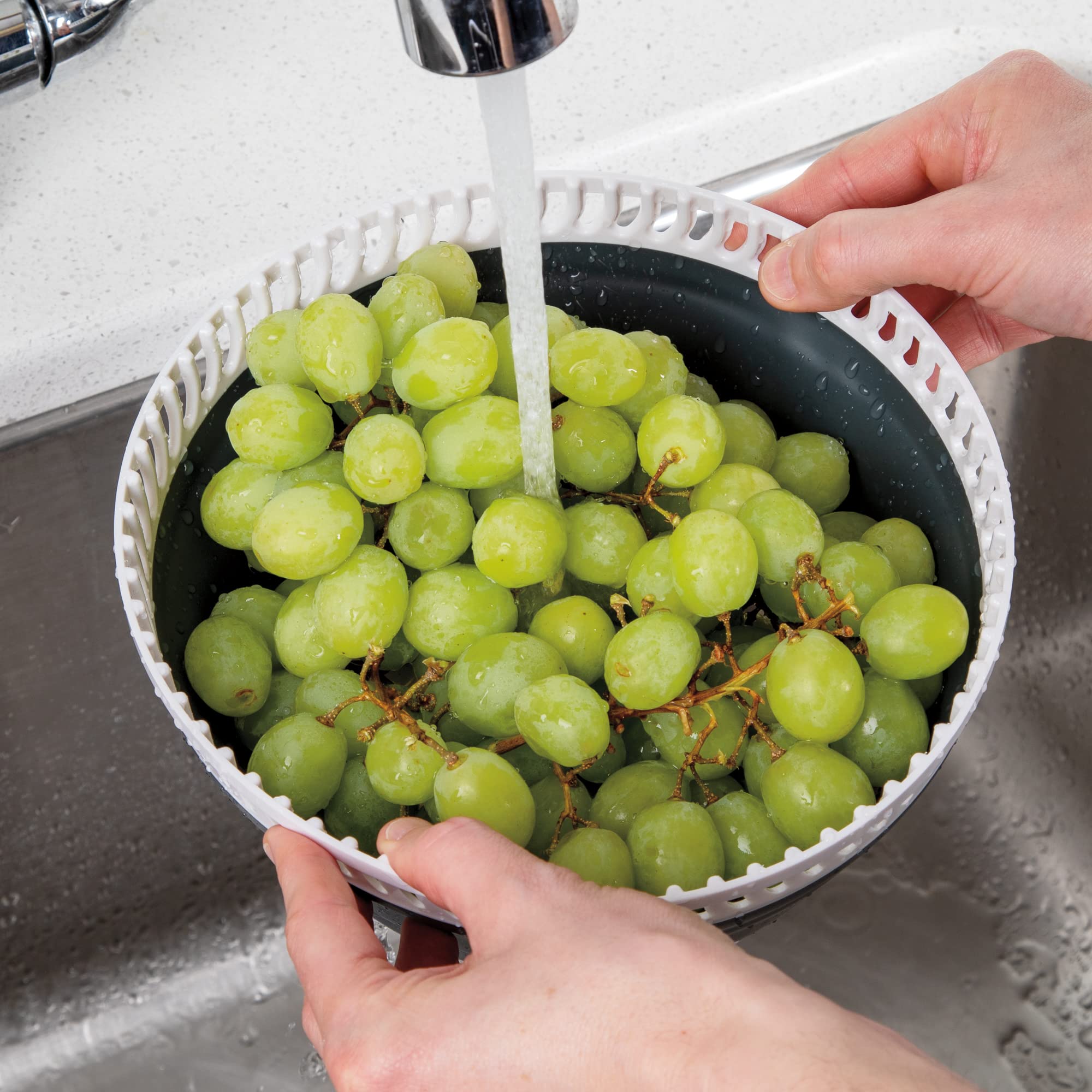 Prepworks By Progressive 3 Quart Space Saving Folding Collapsible Drainer, & Colander For Salad Preparation And Food Washing (Gr