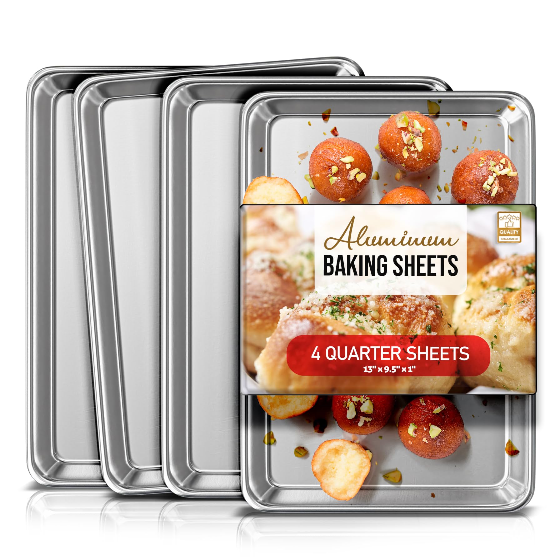 Eatex Aluminum Baking Sheet Set, 4 Pack Cookie Sheet Set, 9x13 Baking Pan Set, Warp Resistant Cookie Sheets for Baking Nonstick,