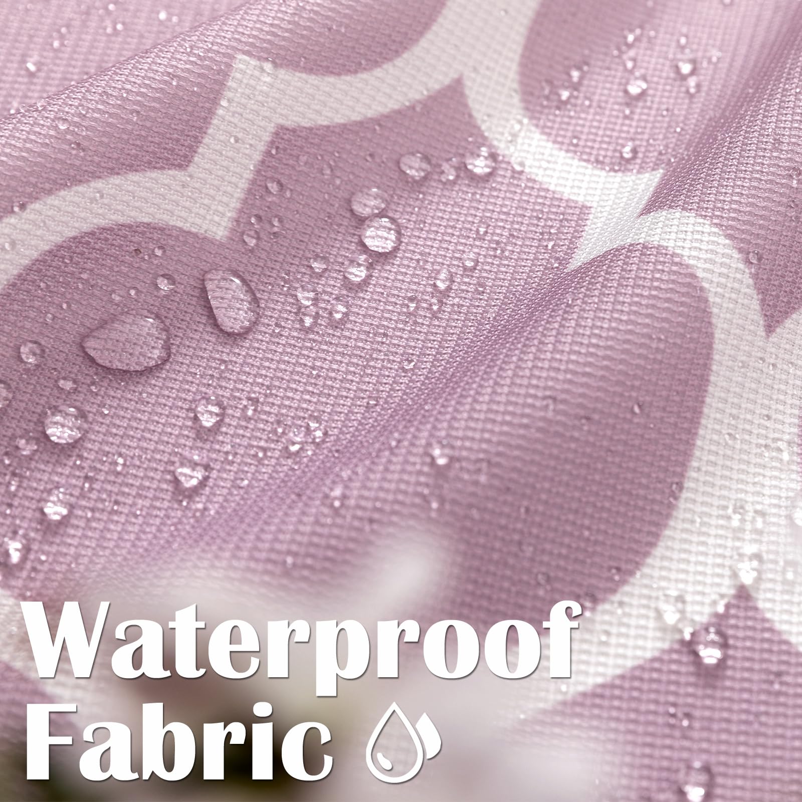 Jinchan Ombre Purple Shower Curtain Quatrefoil Pattern Fabric Shower Curtains For Bathroom Decor, Moroccan Tile Modern Waterproo
