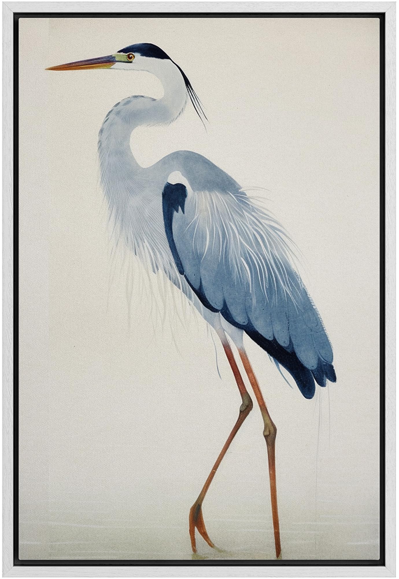 Wall26 Framed Canvas Print Wall Art Watercolor Pastel Blue Heron Galapagos Bird Animals Wilderness Illustrations Modern Art Anti