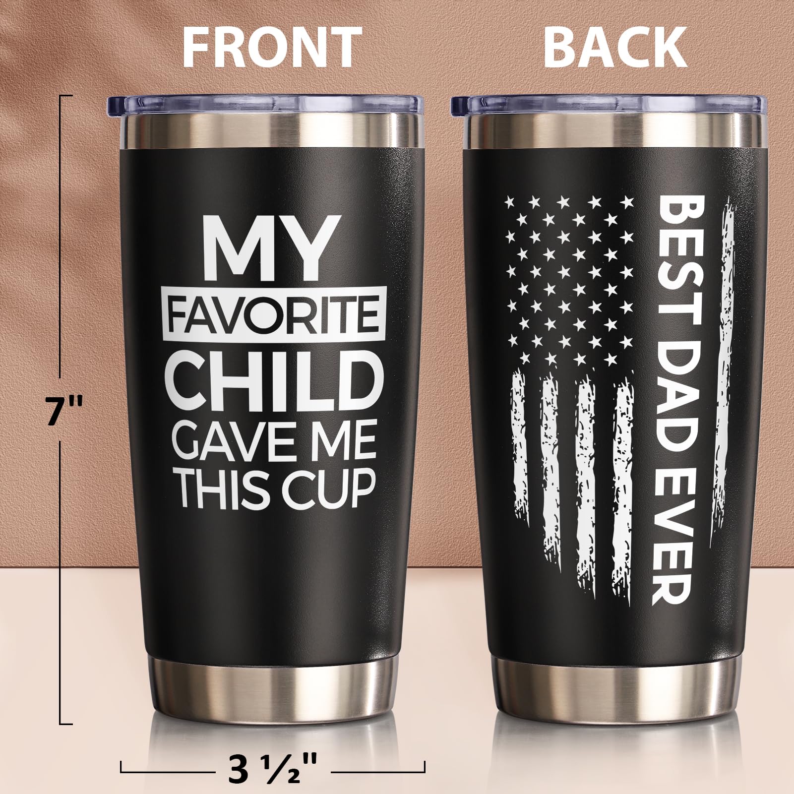 Fimibuke Christmas Gifts For Dad From Daughter, Son - 20 Oz Tumbler Gifts For Dad, Dad-In-Law, Father, Men - Favorite Child Best