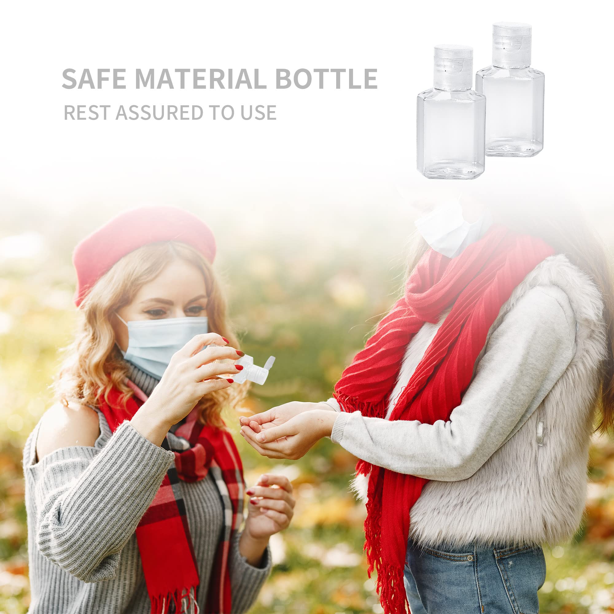 50 Pcs 1 Oz Hand Sanitizer Bottles Empty Clear Travel Bottles Refillable Plastic Containers With Flip Cap For Outdoor, Camping A