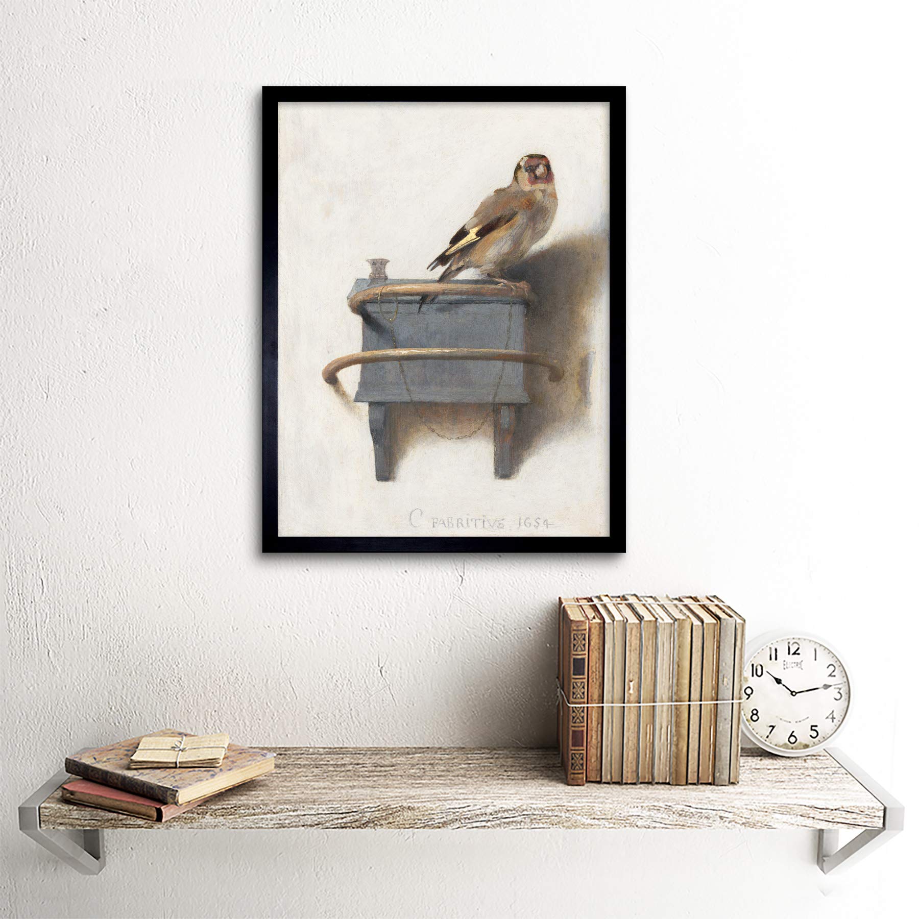 Fabritius The Goldfinch Bird Animal Nature Painting Art Print Framed Poster Wall Decor 12X16 Inch