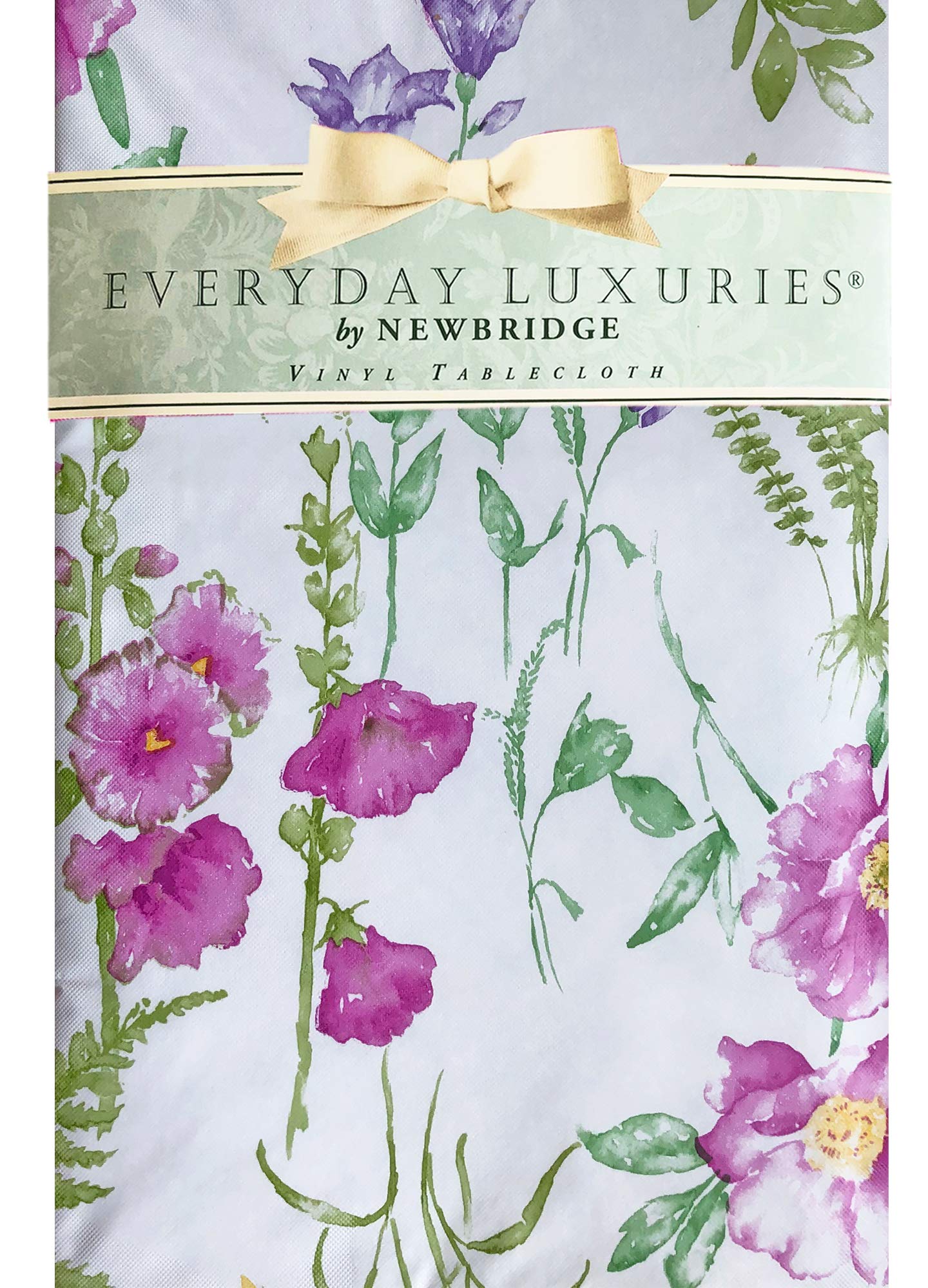 Newbridge Wildflower Fields Floral Vinyl Flannel Backed Tablecloth  Wild Flowers Easy Care Vinyl Tablecloth with Flannel Backing  52 Inch x 52 Inch Square