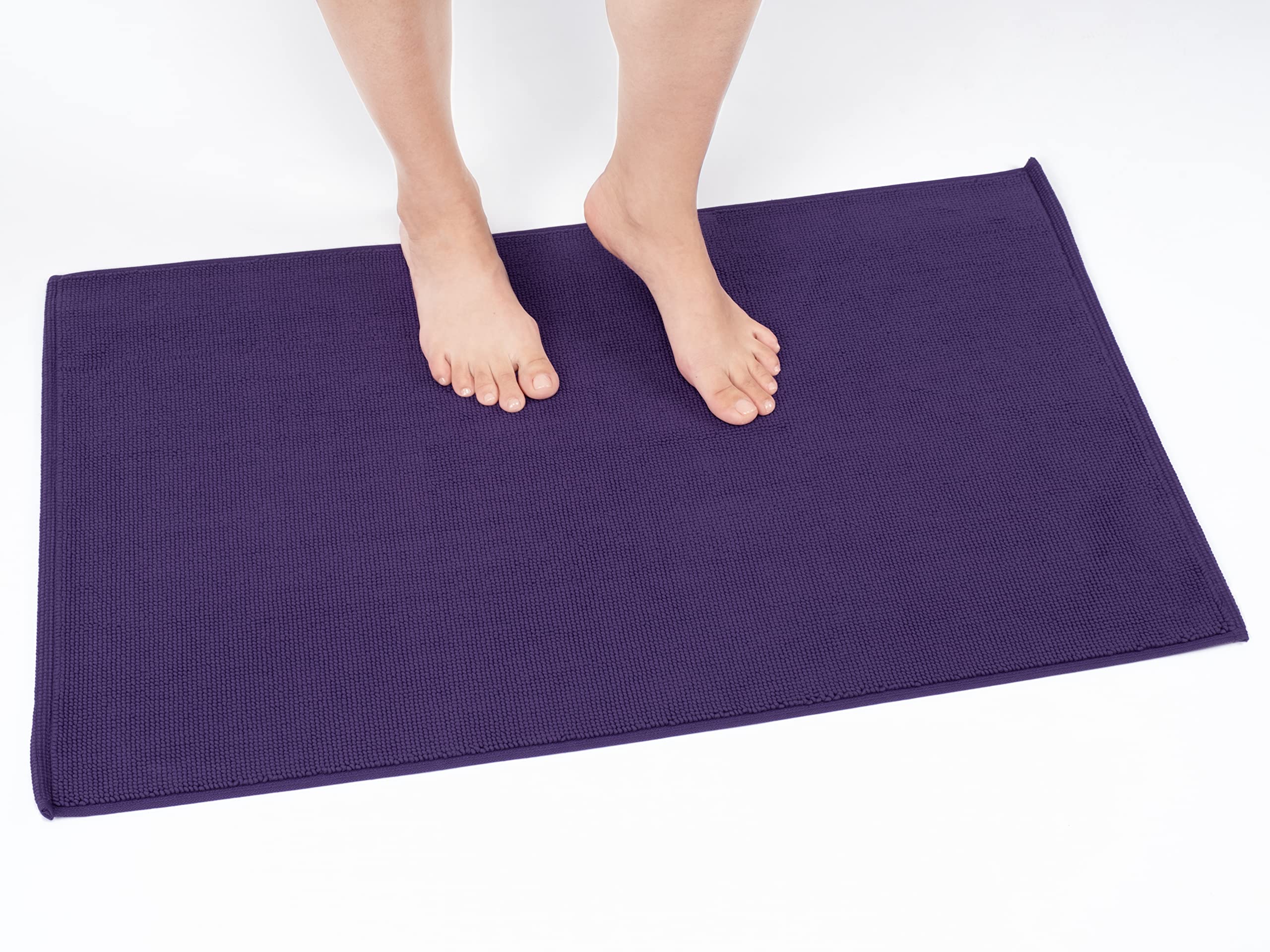 Cotton Paradise Bath Rug For Bathroom, 17X24 Inch 100% Cotton Non Slip Bath Mat Rug, Soft Absorbent Machine Washable, Purple Bat
