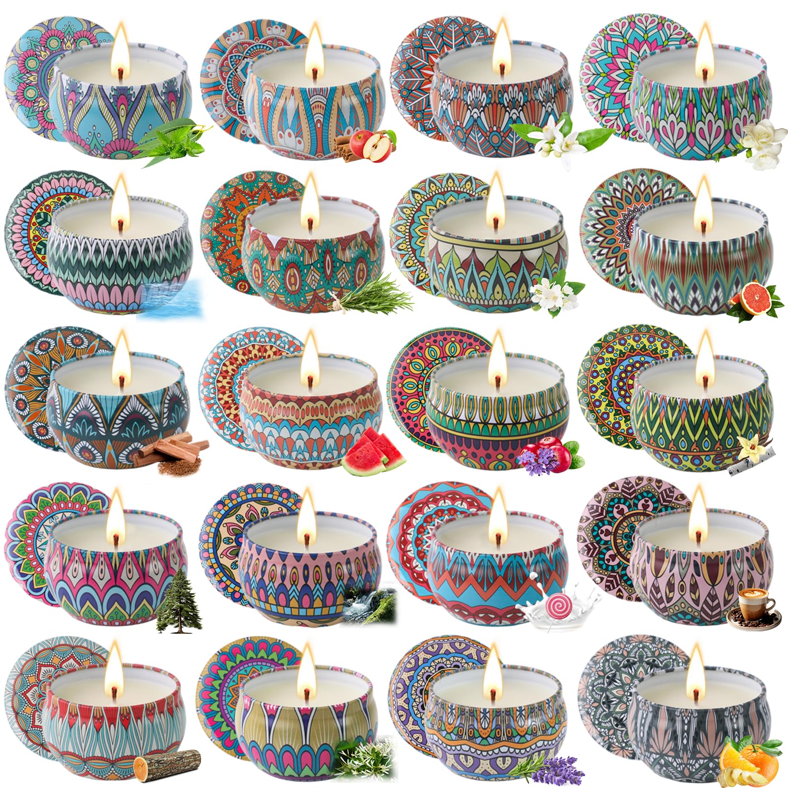 Scented Candles Gifts Set, 20 Pack Candles for Home Scented, Stress Relief Gifts for Women, 450H Lasting Burn Soy Wax Aromathera