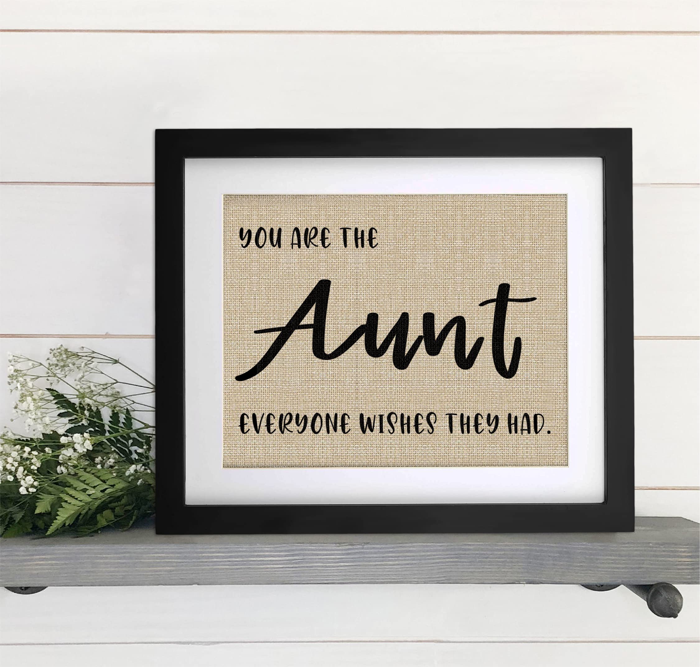 Framed Burlap Print Gifts For Aunt From Niece, Nephew - Aunt Birthday Gifts For Aunt Mother'S Day, Christmas