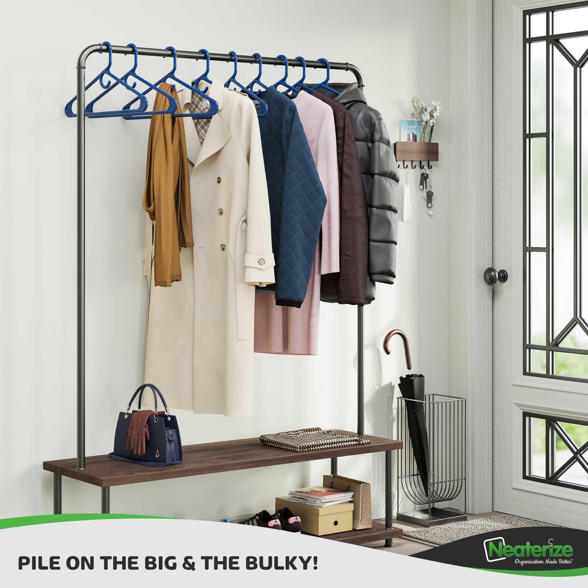 Neaterize Ultra Heavy Duty Plastic Clothes Hangers - Navy - Durable Coat, Suit And Clothes Hanger. Perchas De Ropa (38 Pack - Na