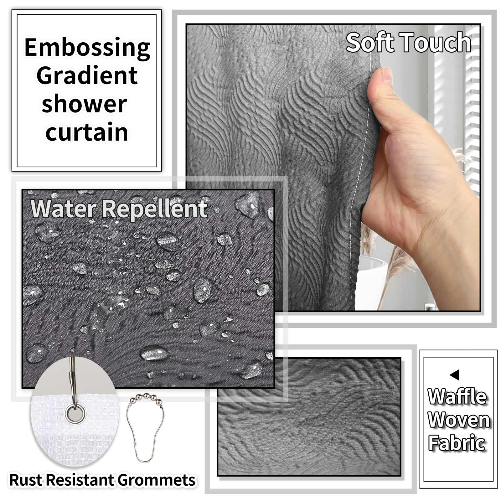 Xlhomo 25Pcs Black Bathroom Accessories Sets Complete, With Shower Curtain, Rugs, Trash Can And Toilet Brush, Soap Dispenser, To