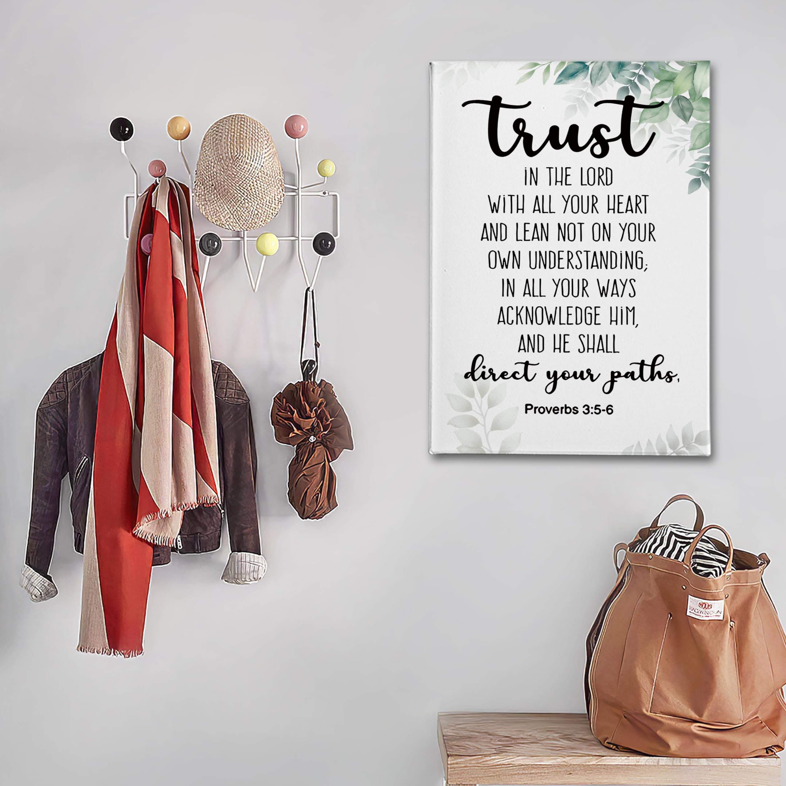 Phamte Proverbs 3:5-6 Trust In The Lord With All Your Heart Christian Wall Art, Bible Scripture Wall Decor,Christian Bible Scrip