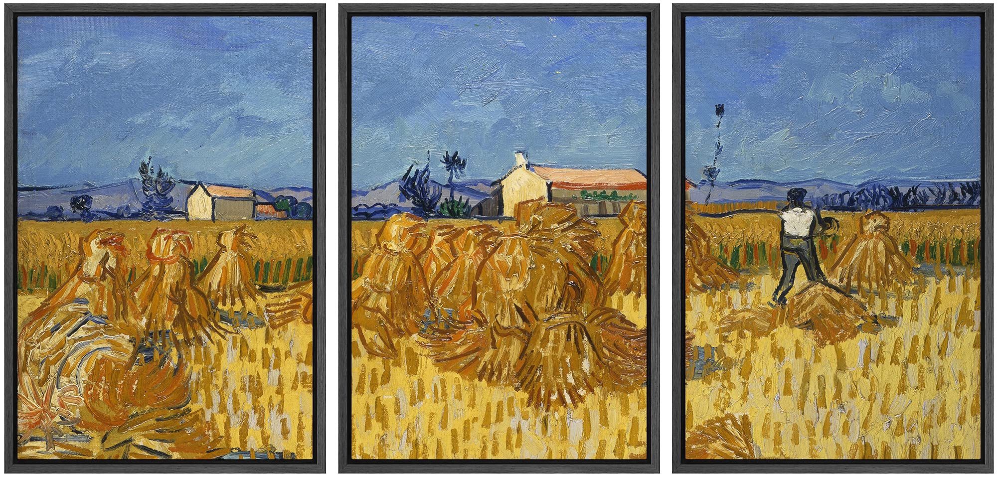 Wall26 Framed Canvas Print Wall Art Set Autumn Corn Harvest In Provence Vincent Van Gogh Classical Illustrations Fine Art Decora