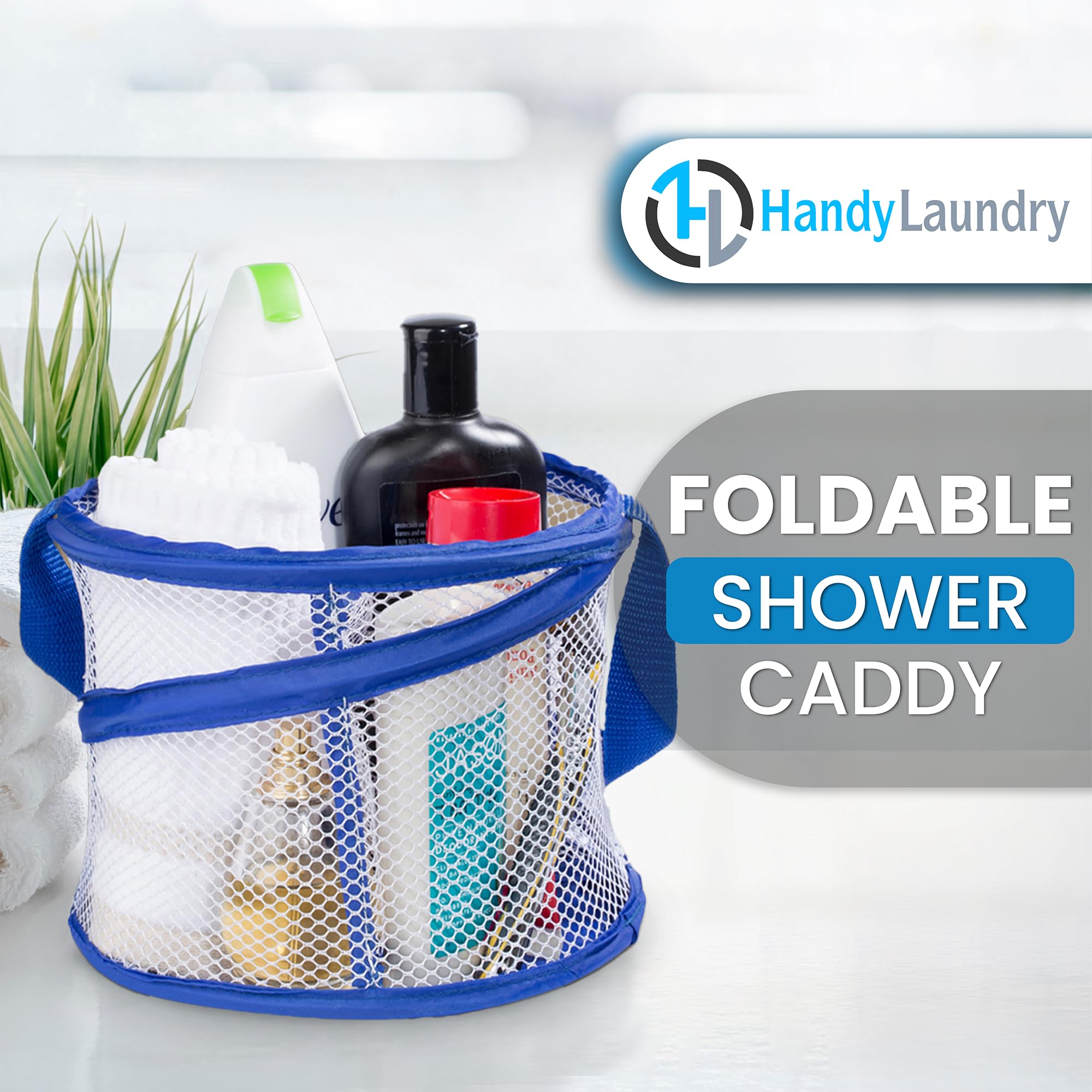 Handy Laundry Foldable Shower Caddy - Collapsible, Portable, Drainage Hole, Carry Handle, Large Compartments. Great Organizer Fo