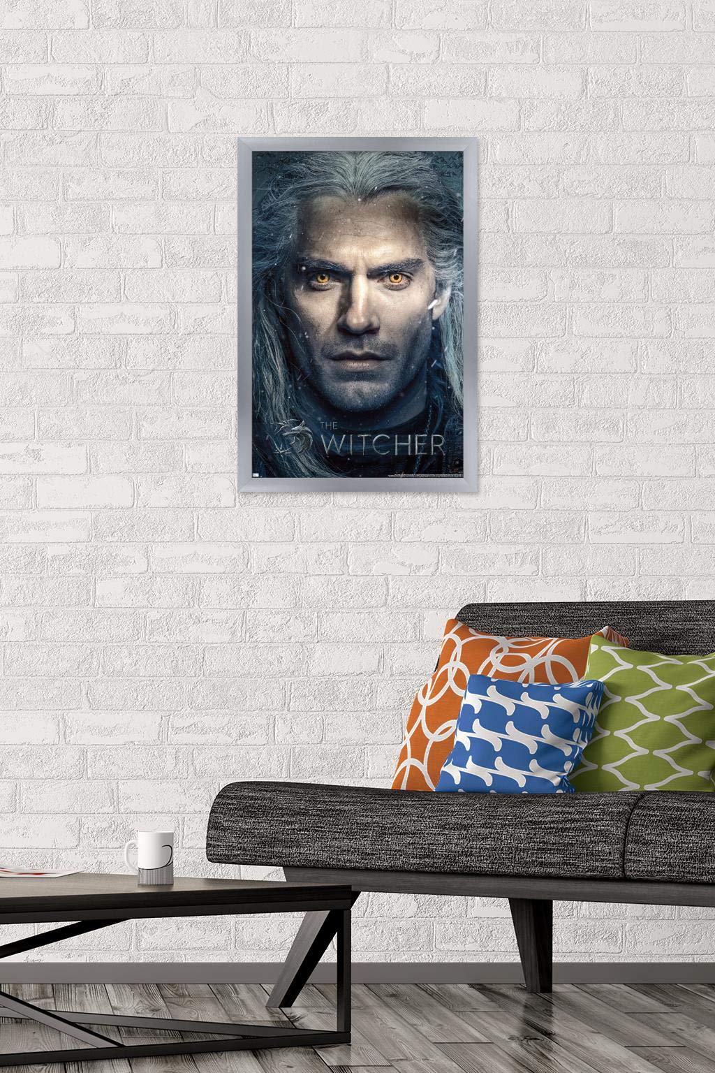 Trends International Netflix The Witcher - Closeup Wall Poster, 14.725'' X 22.375'', Silver Framed Version