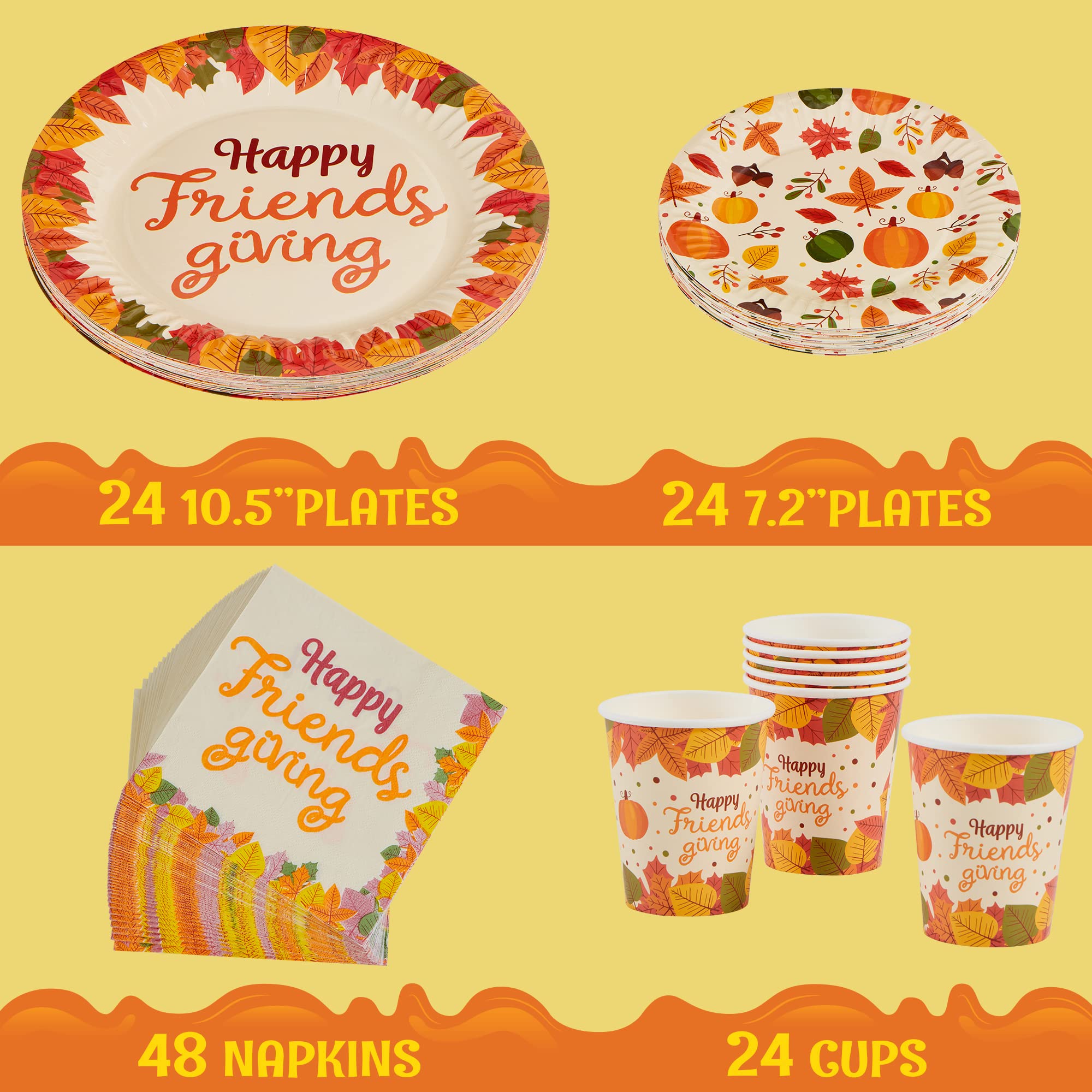 Joyin 120 Pcs Thanksgiving Disposable Dinnerware Dinner Plate, Thanksgiving Paper Plates And Napkins Sets, Thanksgiving Party Fa