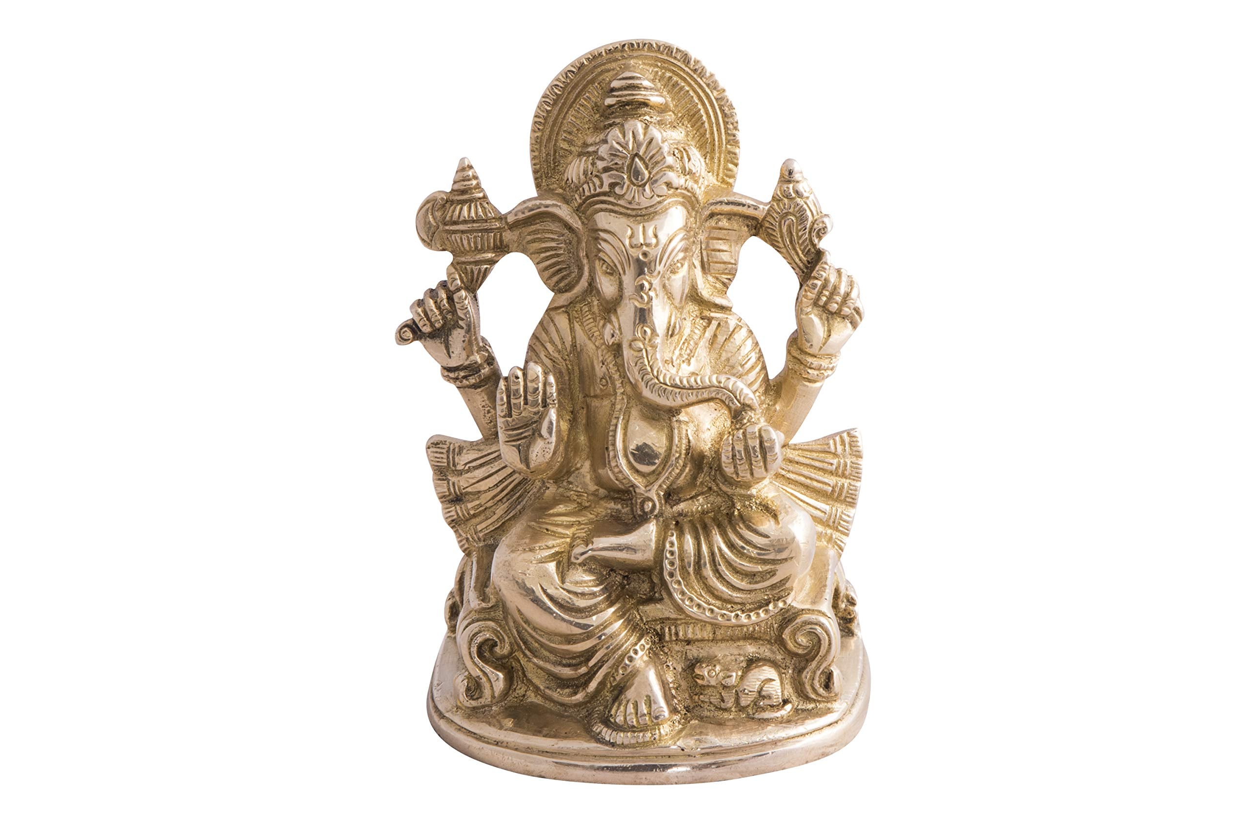 Aona Lord Ganesh Murti Ganesha Idol Ganpati Bhagwan Brass Statue For Home Entrance Good Luck Vastu Decoration Showpiece And Gift