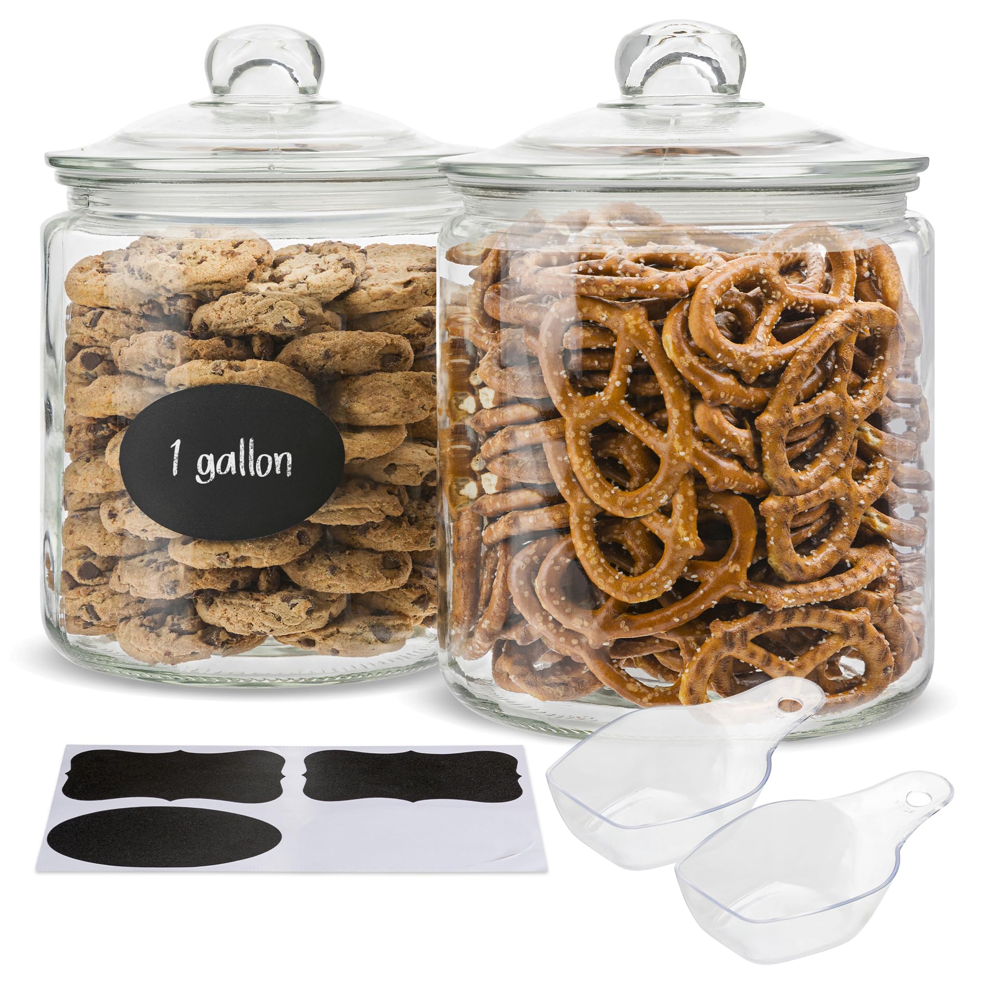 Kook Glass Kitchen Jars, Food & Cookie Storage Containers For Pantry, Bathroom Apothecary Canisters, Airtight Lids, Dishwasher S
