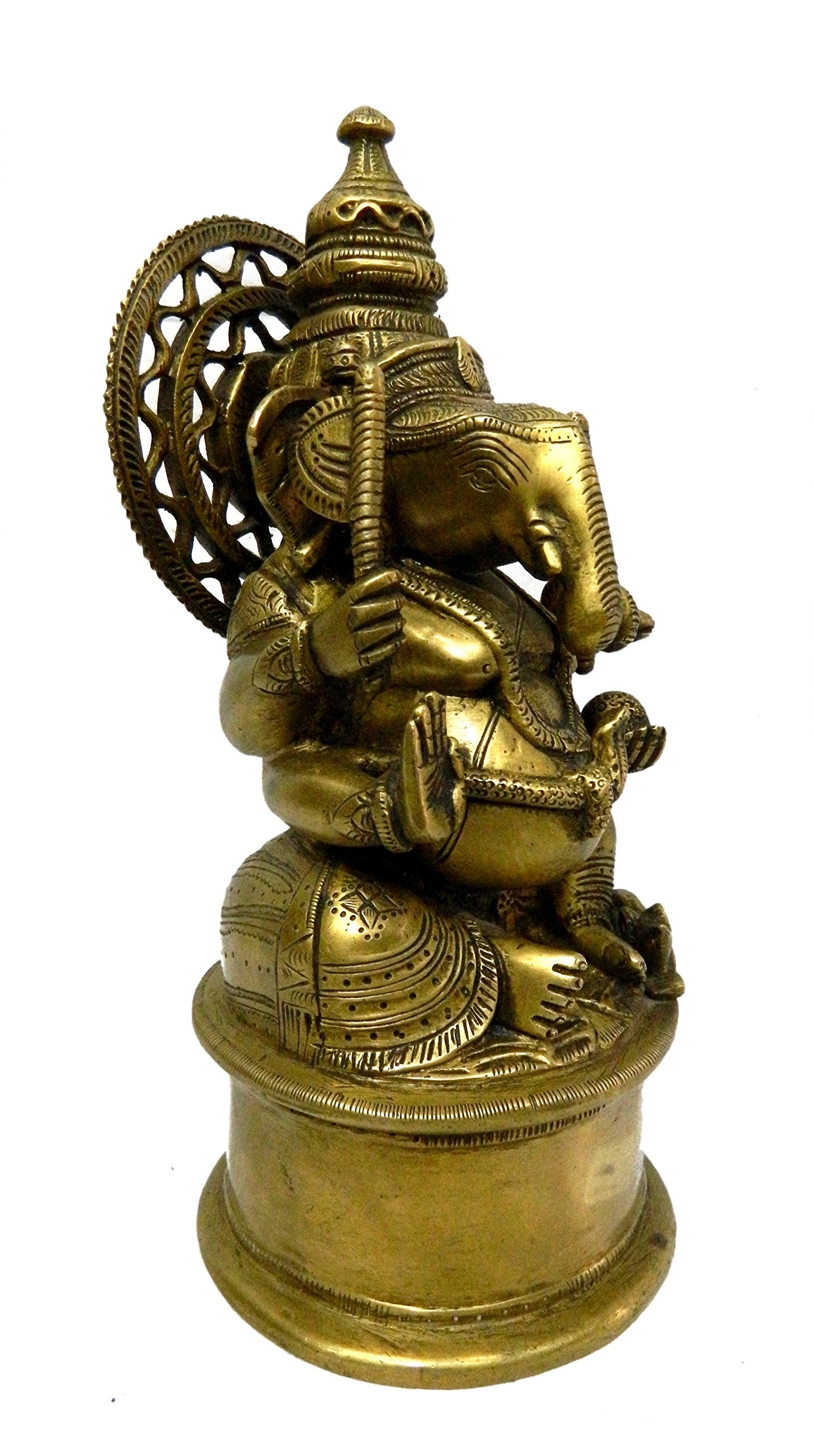 Kalarambh Brass Ganesha/Ganesh/Ganpati Idol Murti Statue For Home Pooja Puja Mandir Decor Collectible Handicraft Art, Yellow, 5.