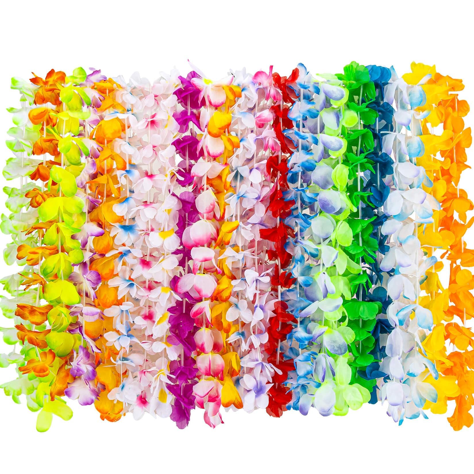 Hawaiian Leis for Luau Party - MAQIHAN Hawaiian Flowers Leis 24 PCS Hawaiian Leis Bulk Hawaiian Leis Flower Necklace Hawaiin Lei