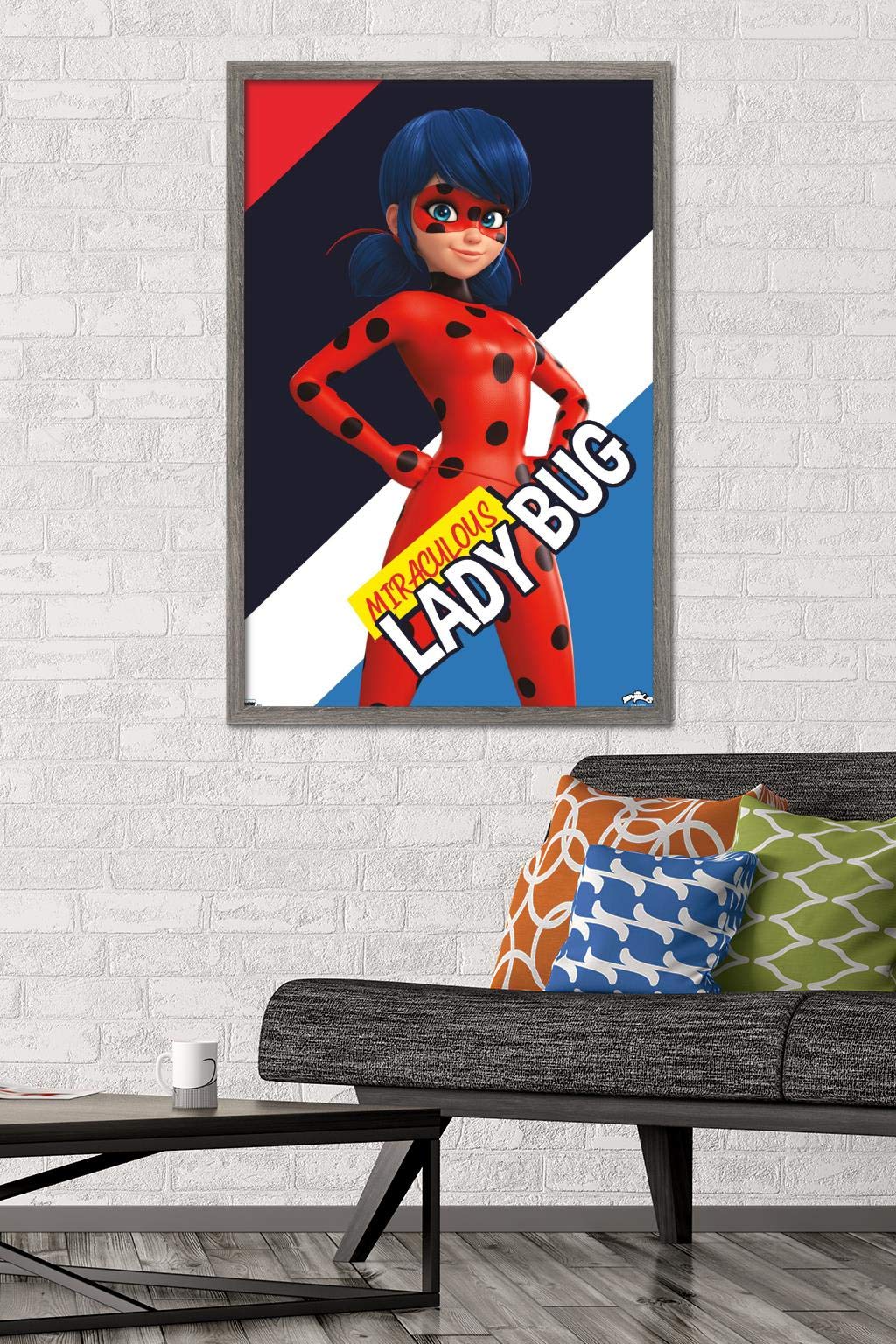 Trends International Miraculous-Ladybug Wall Poster, 22.375 In X 34 In, Barnwood Framed Version