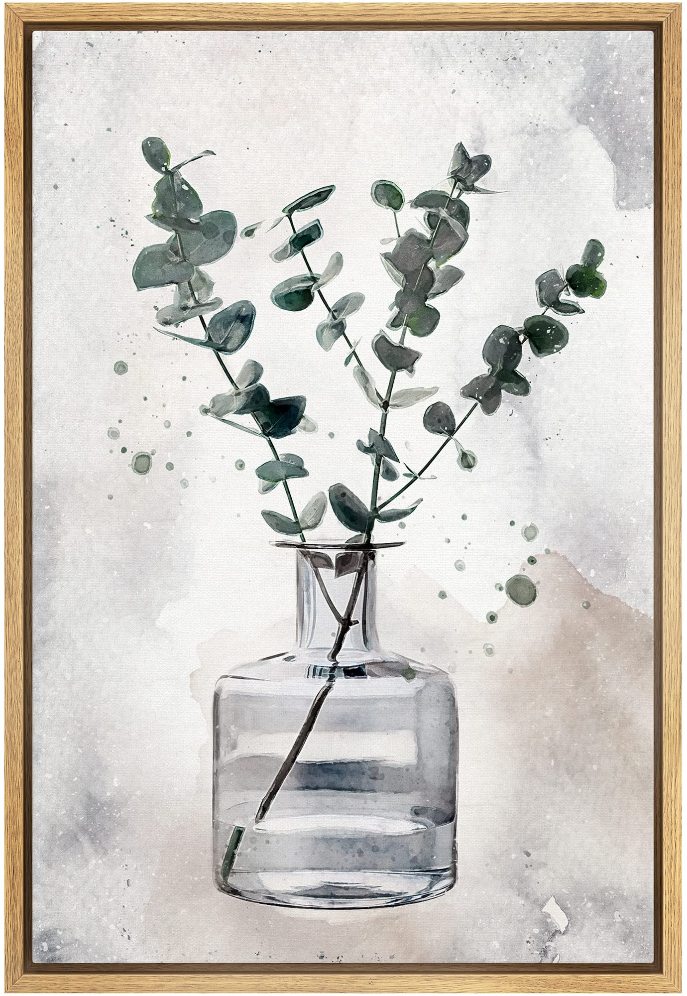 Wall26 Framed Canvas Print Wall Art Watercolor Forest Plant Glass Vase Nature Wilderness Illustrations Modern Art Decorative Rus