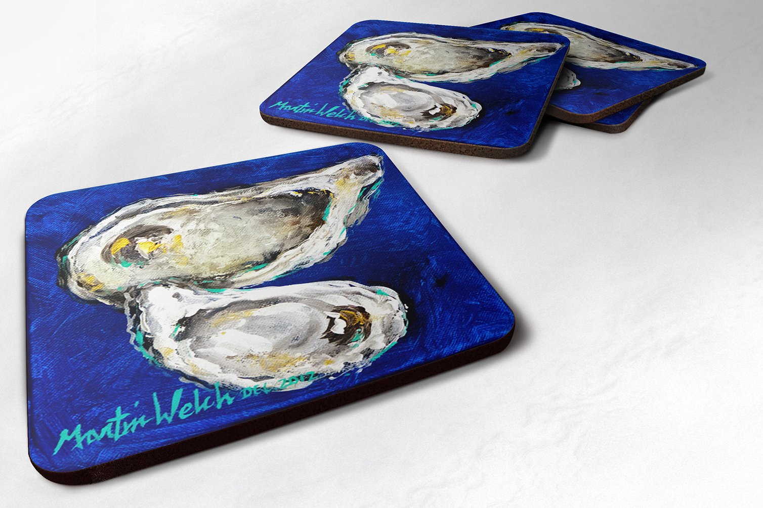 Carolines Treasures Oyster Ate Dat Foam Coasters (Set of 4), 3.5 H x 3.5 W, Multicolor
