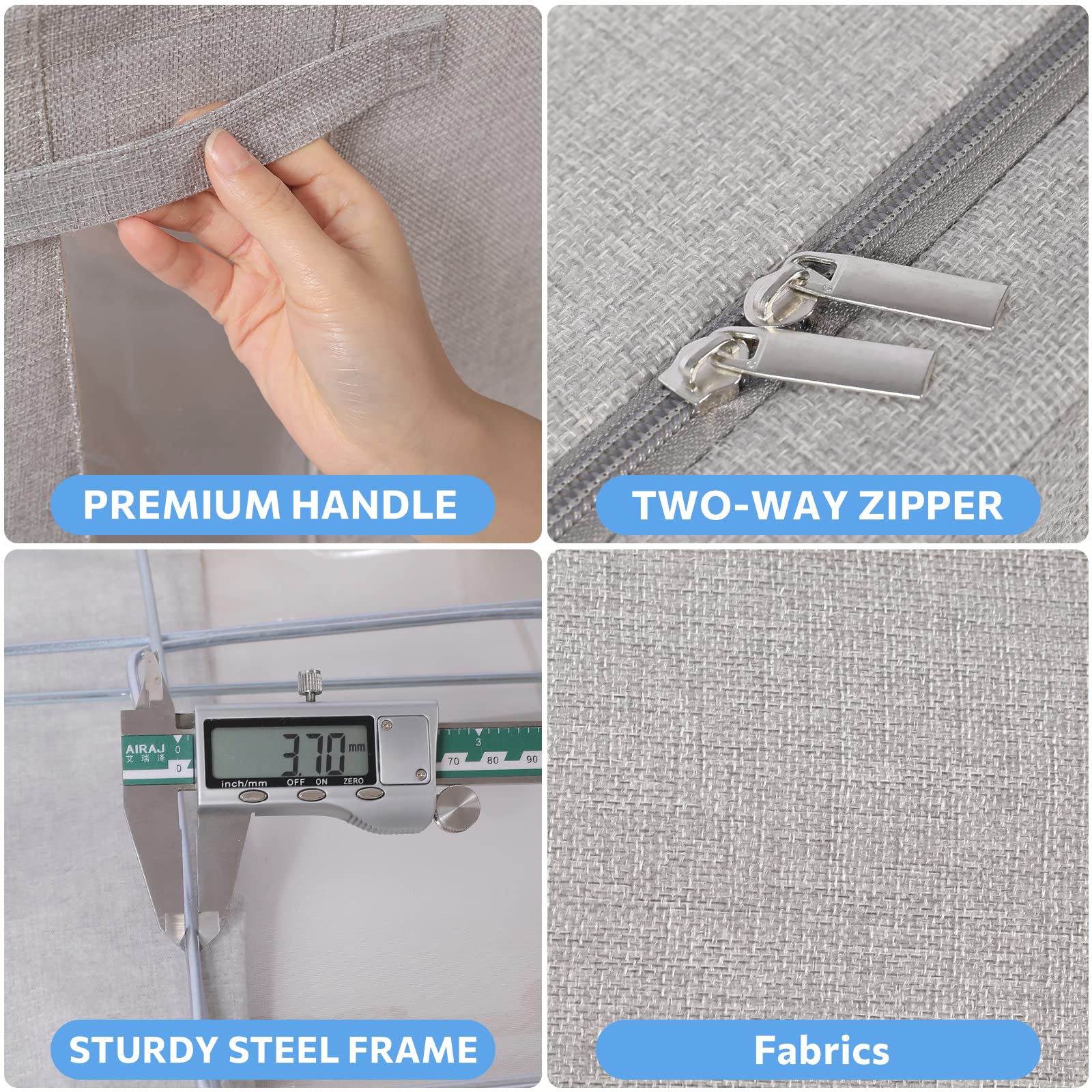 2Pack Extra Large Clothes Storage Bins Box - Linen Fabric Foldable Stackable Container Organizer Set with Clear Window & Carry H