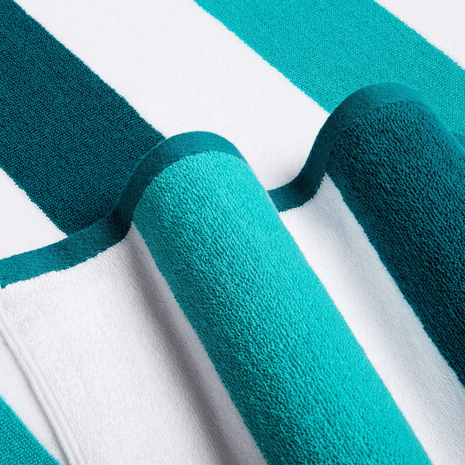 Bornbay Cotton Oversized Beach Towel - Extra Large 40''X70'' Plush Thick Pool Towel, Xl Fluffy Cyan Green Beach Towels Stripe Sw