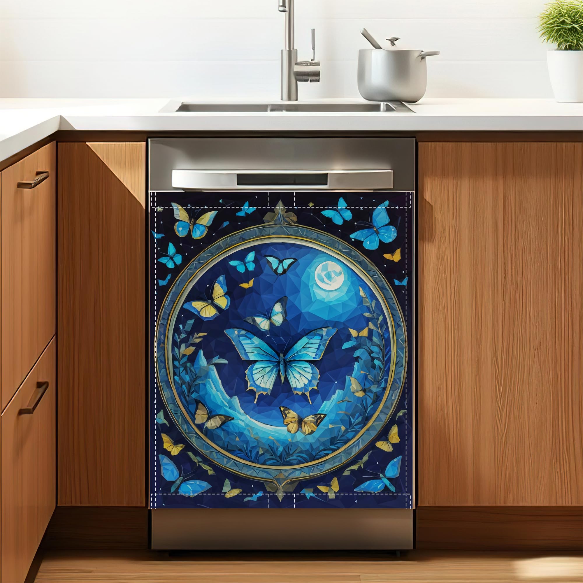 Blue Butterfly Dishwasher Cover 23x26 Inch