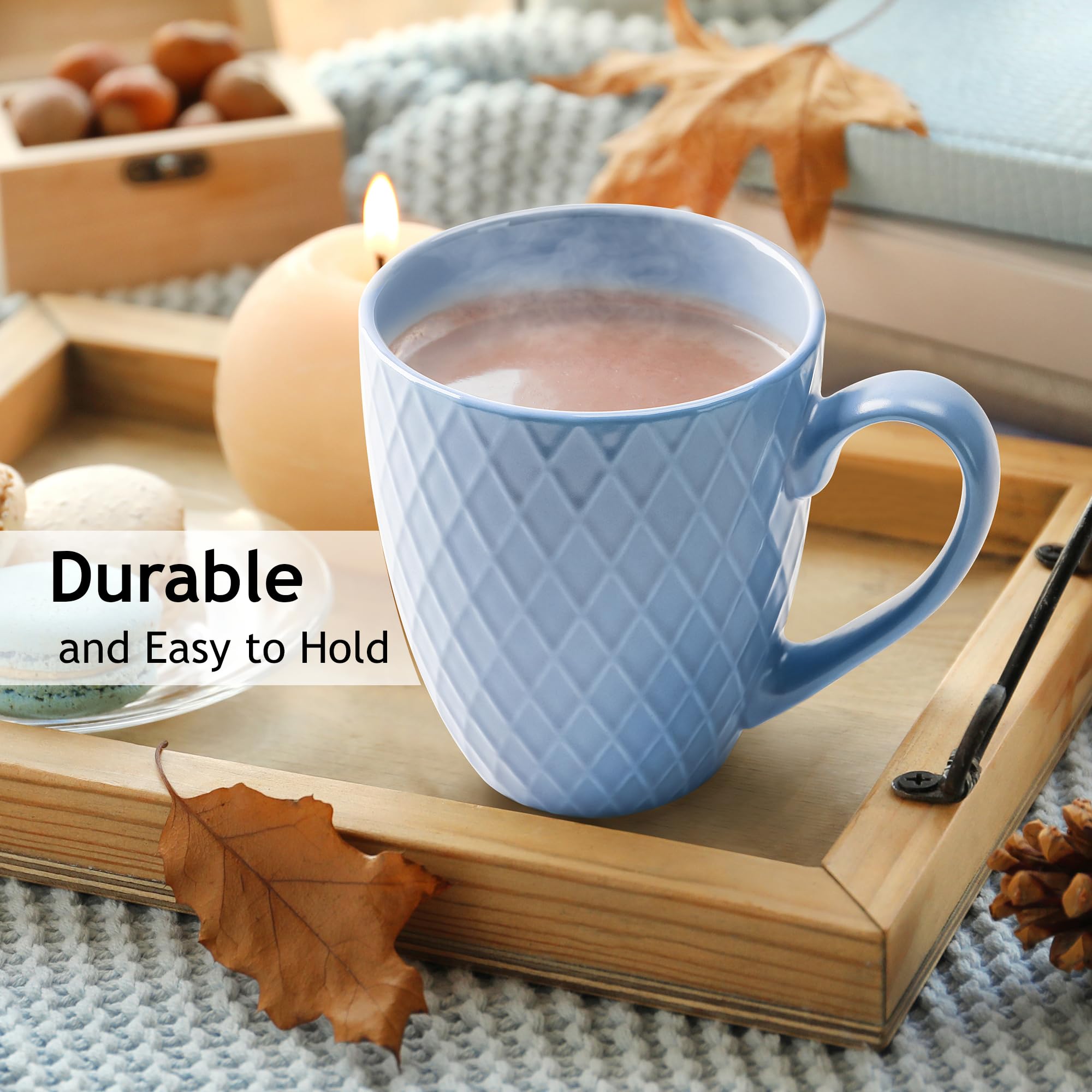 Miamio - Coffee Mugs Set Of 6 / Coffee Cups - 6 X 14 Oz Ceramic Mugs - Large Coffee Mugs - Microwave & Dishwasher Safe - Palmano