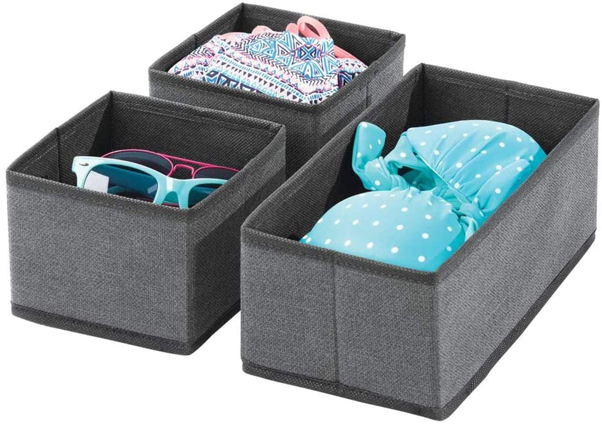 House Of Quirk Fabric Storage Box Set Of 3 Closet Dresser Drawer Organizer Cube Basket Bins Containers Divider With Drawers For 