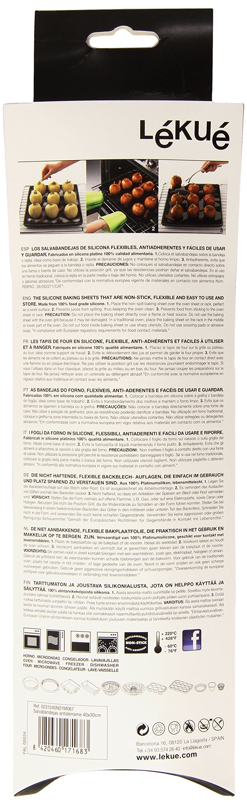 Lekue 11.8 By 15.7-Inch Non-Spill Baking Sheet, Black