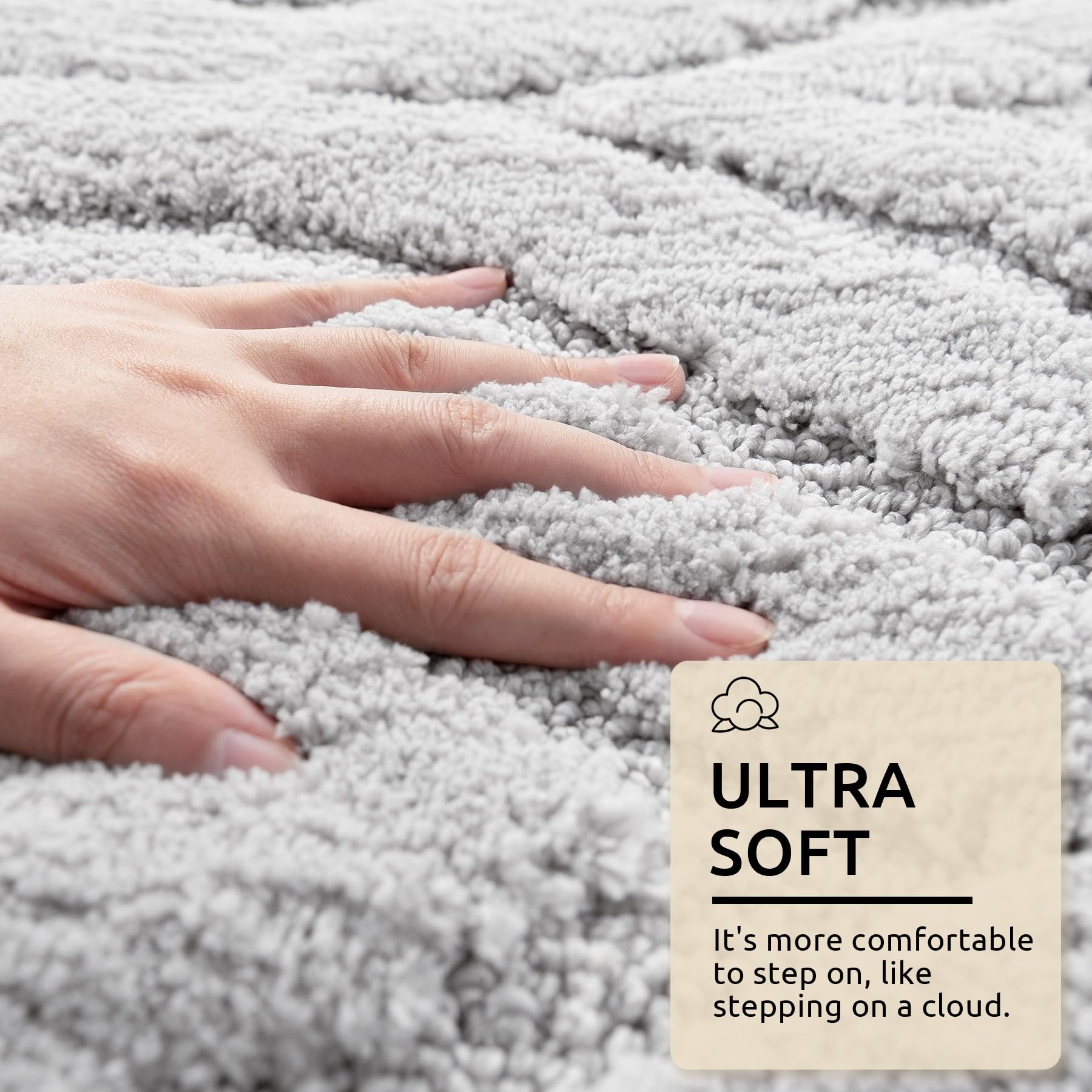 Dexde Gray Bathroom Rugs Boho Bath Mat Non Slip Geometric Luxury Soft Washable Carpet For Bathroom Shower Kitchen Entryway Moder