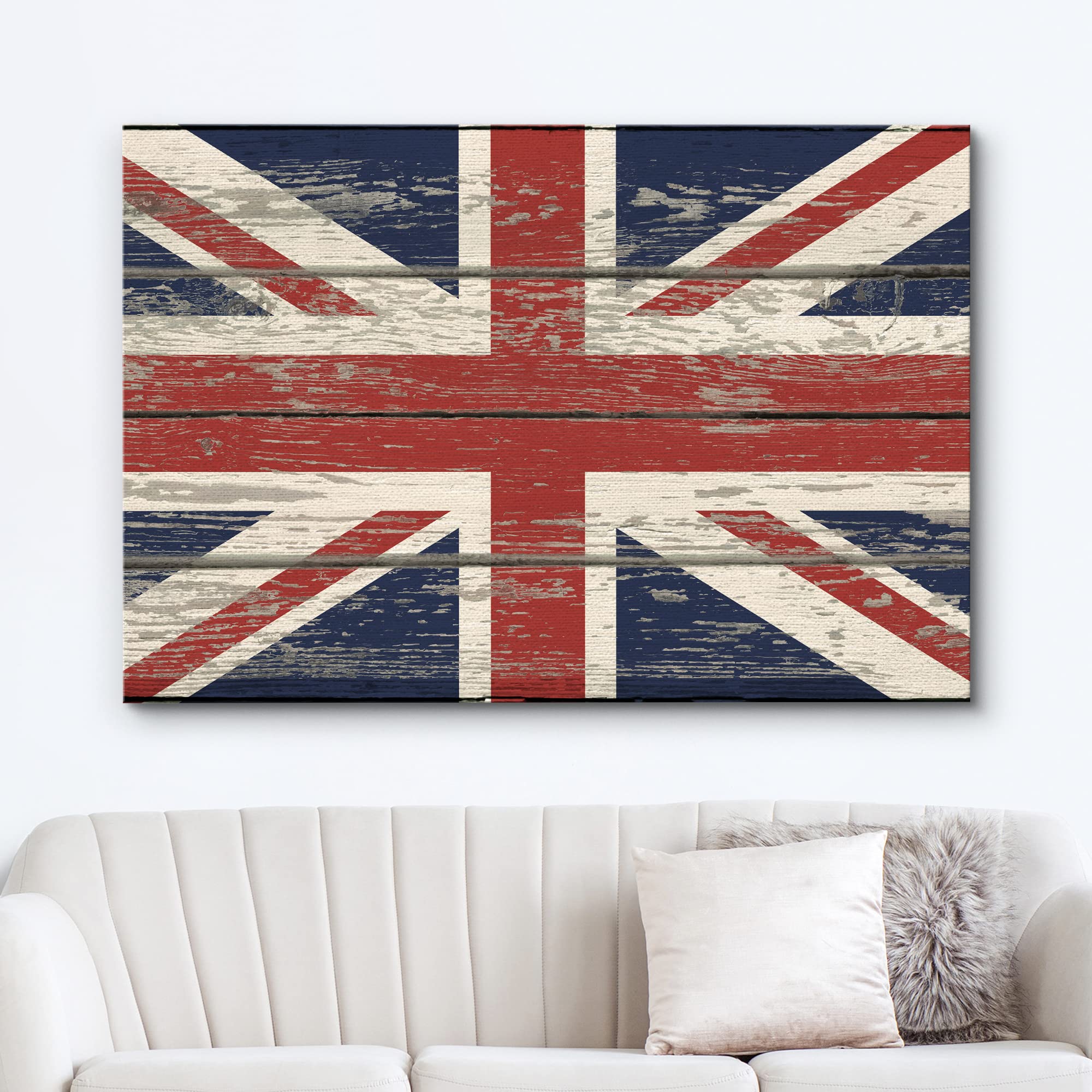 Wall26 Canvas Print Wall Art United Kingdom British Flag On Vintage Retro Wood Panels Pop Culture Cultural Digital Art Modern Ar