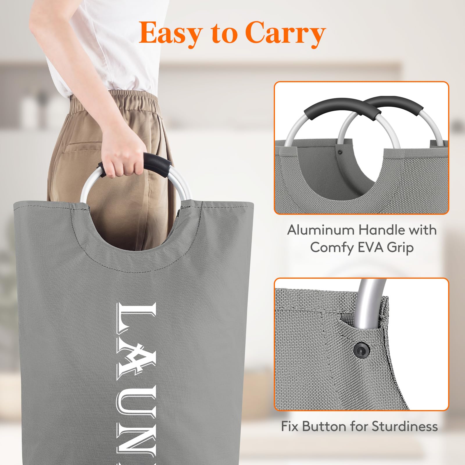 Lifewit 100L 2-Pack Large Laundry Basket, Collapsible Laundry Hamper With Aluminum Handles, Waterproof Freestanding Dirty Clothe