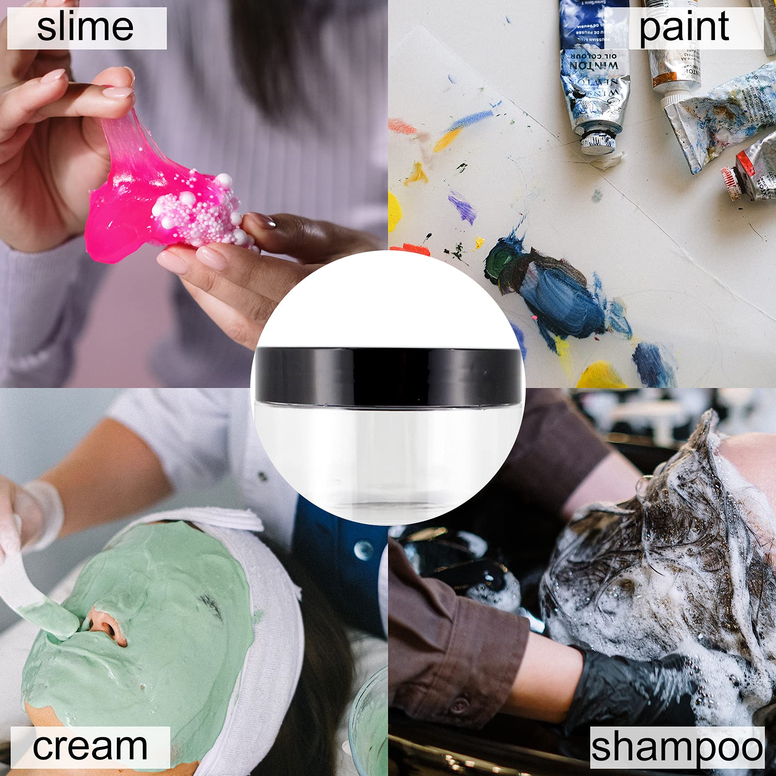 20 Pack 4 Oz Clear Plastic Slime Jars With Lids, A Spatula, A Pen &Labels - Refillable Low Profile Containers/Storage Favor Jars