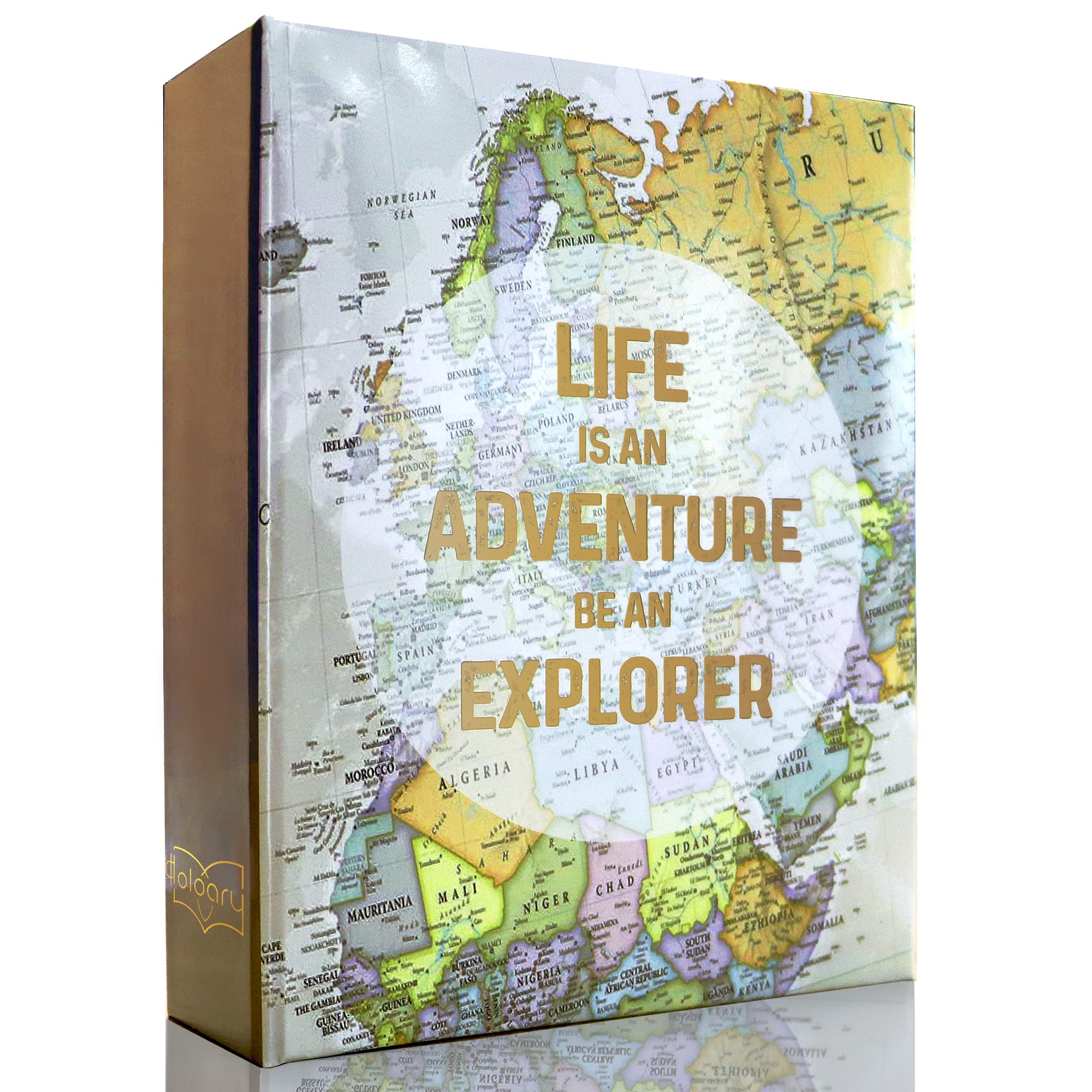 Holoary Photo Albums 4x6 100 Photos, Small Size 1 Picture Per Page, 100 Pockets 4x6, Printed Book Cover Old Map Adventure Travel