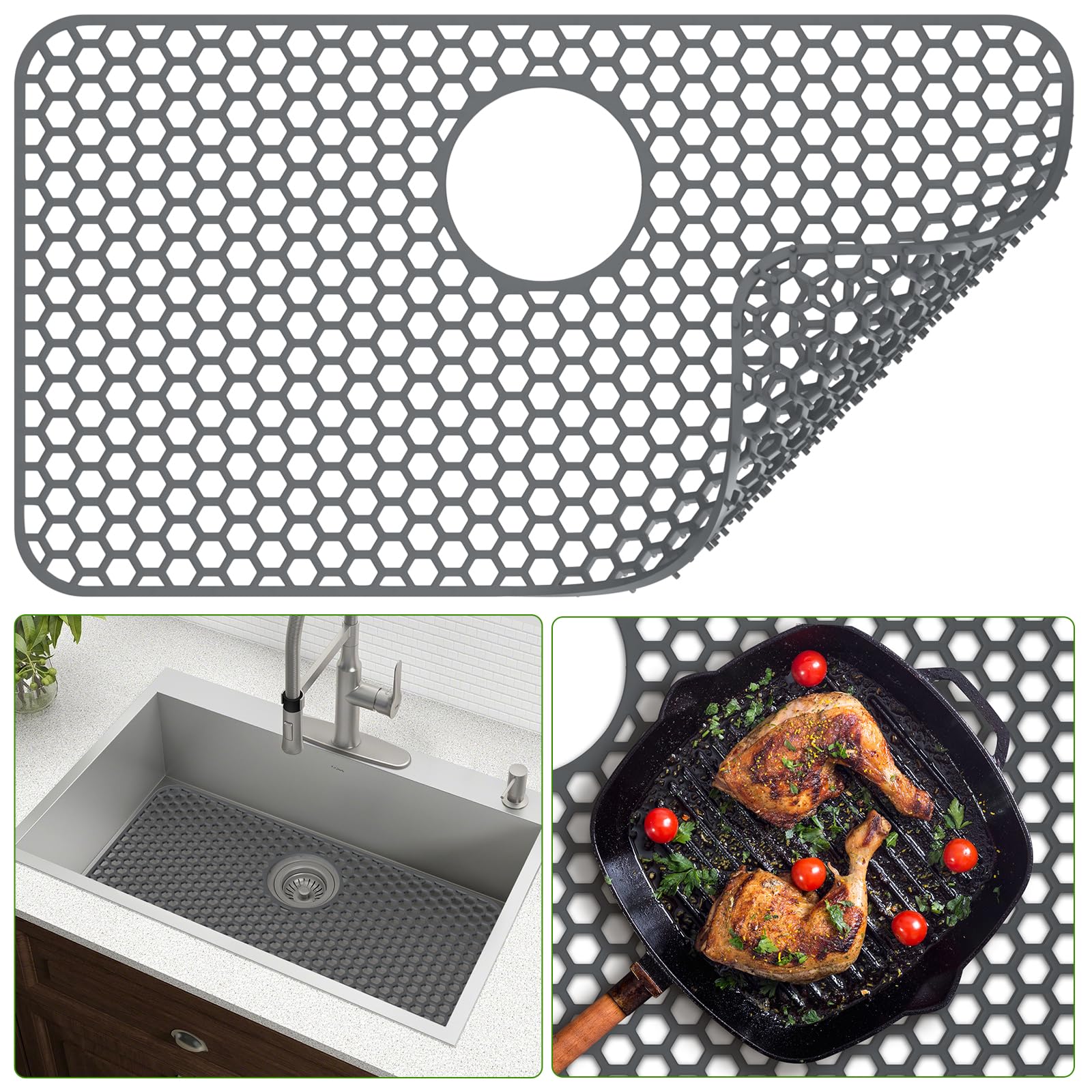 Silicone Sink Mat Toovem Kitchen Sink Mats 26''X14'' Sink Protectors For Kitchen Sink With Heat Resistant Flexible Stable For Bo