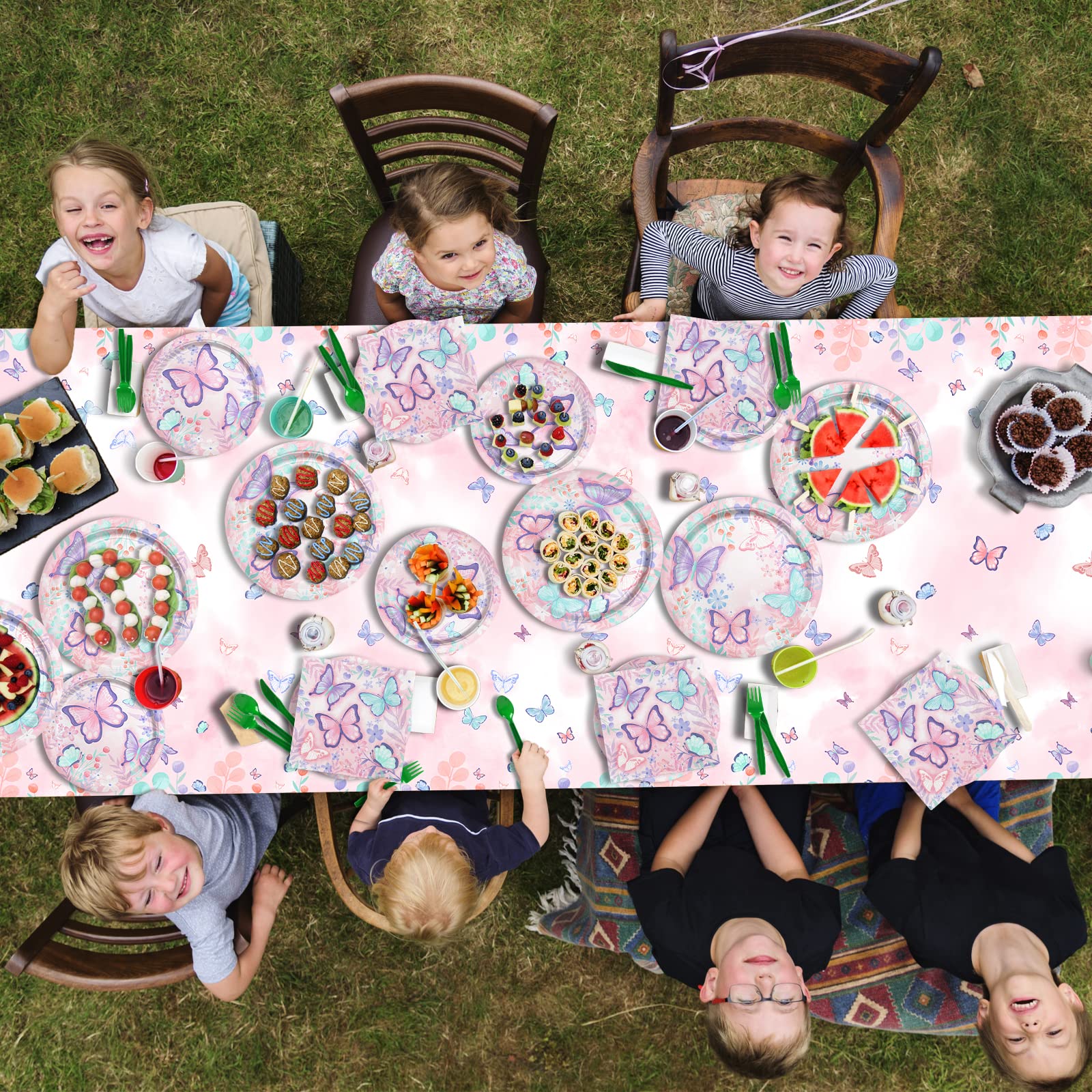 Butterfly Birthday Party Supplies Disposable Paper Plates Napkins And Cups For Butterfly Girl Party Birthday Decorations, Serve