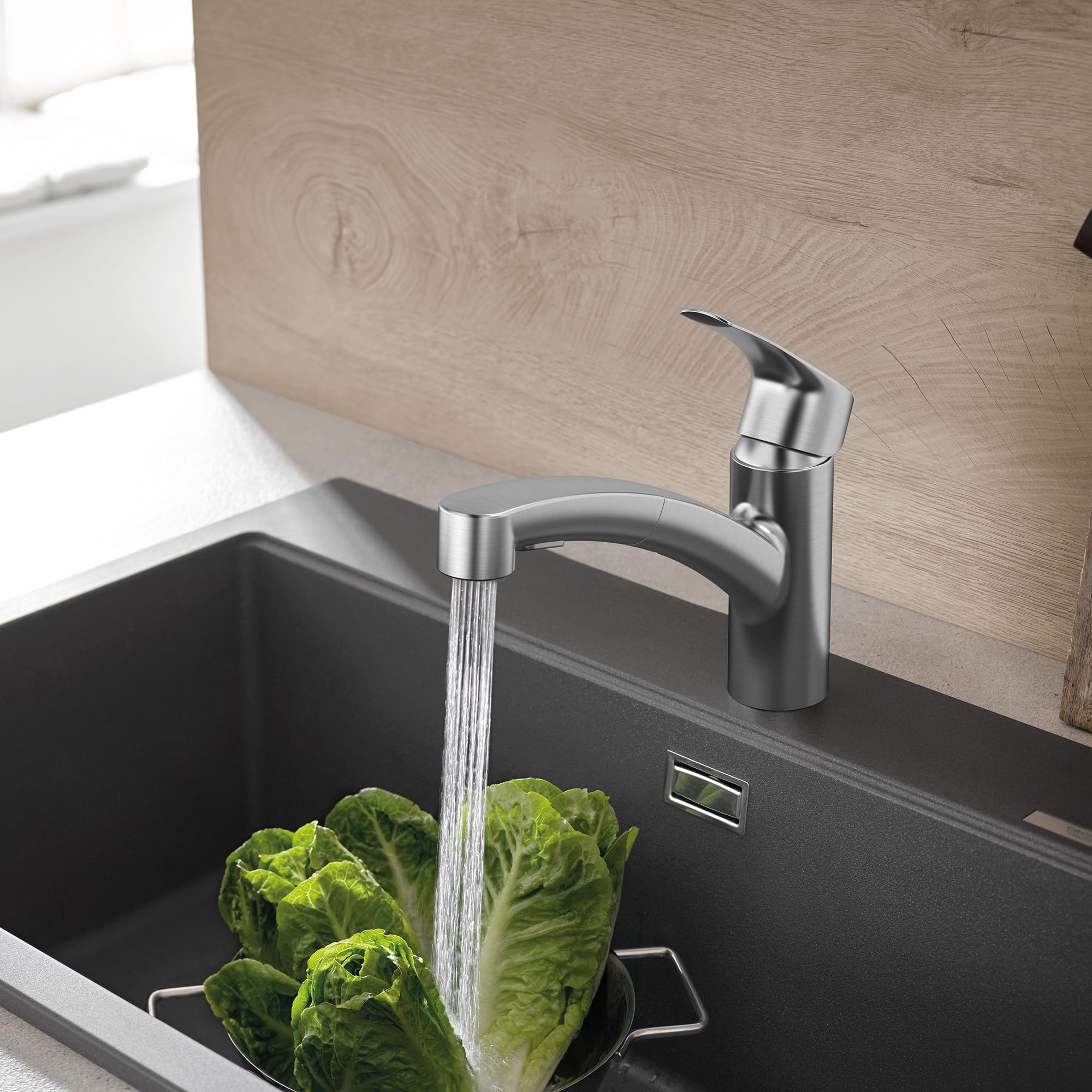 Grohe 30306Dc1 Eurosmart Dual Spray Pull-Out Kitchen Faucet With Sprayer Supersteel (Stainless Steel)