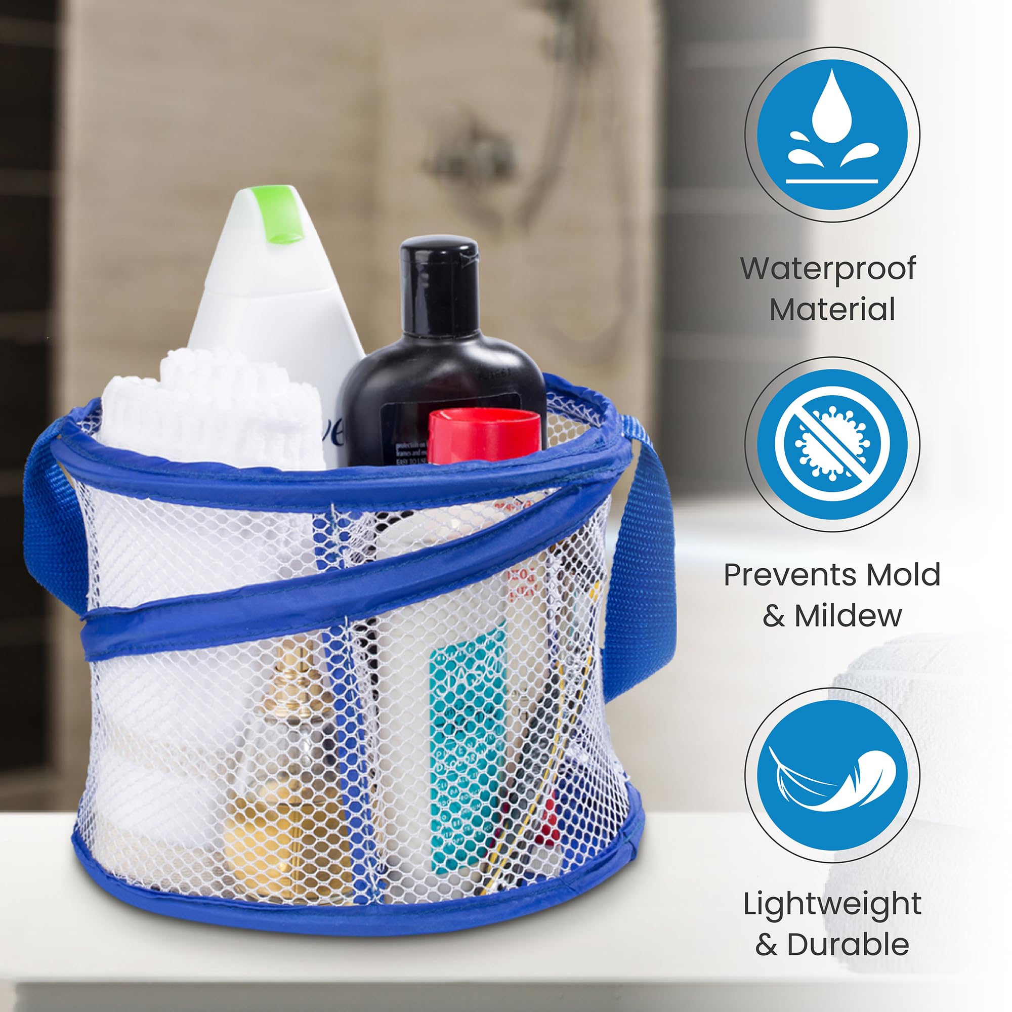 Handy Laundry Foldable Shower Caddy - Collapsible, Portable, Drainage Hole, Carry Handle, Large Compartments. Great Organizer Fo