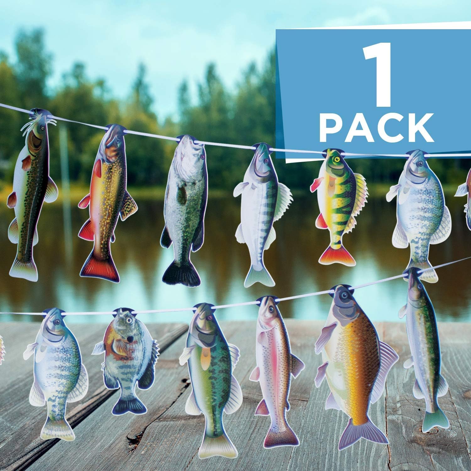 Havercamp Gone Fishin String Hanging Banner For Fish Fry, Bass Fishing, Freshwater Pond & Salt Water Tournament Fishing Decorati