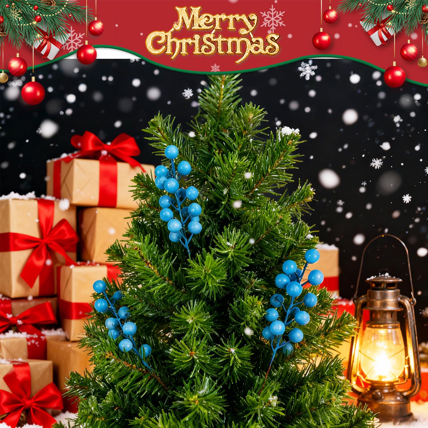 KPUETY Artificial Berry, 24 pcs Christmas Berries Stems, Artificial Christmas Picks,Artificial Berries Stems for Xmas Tree Ornam