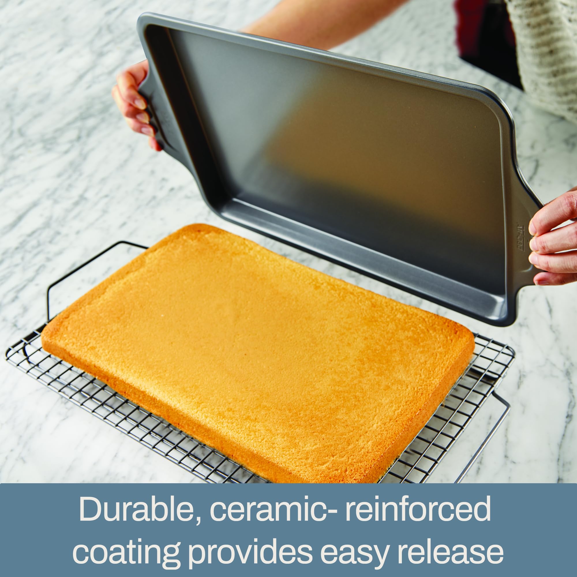 All-Clad Pro-Release Nonstick Bakeware Quarter Sheet Pan 13x9 Inch Oven Safe 450F Half Sheet  Cookie Sheet  Muffin Pan  Cooling & Baking Rack  Round Cake Pan  Loaf Pan  Baking Pan Grey