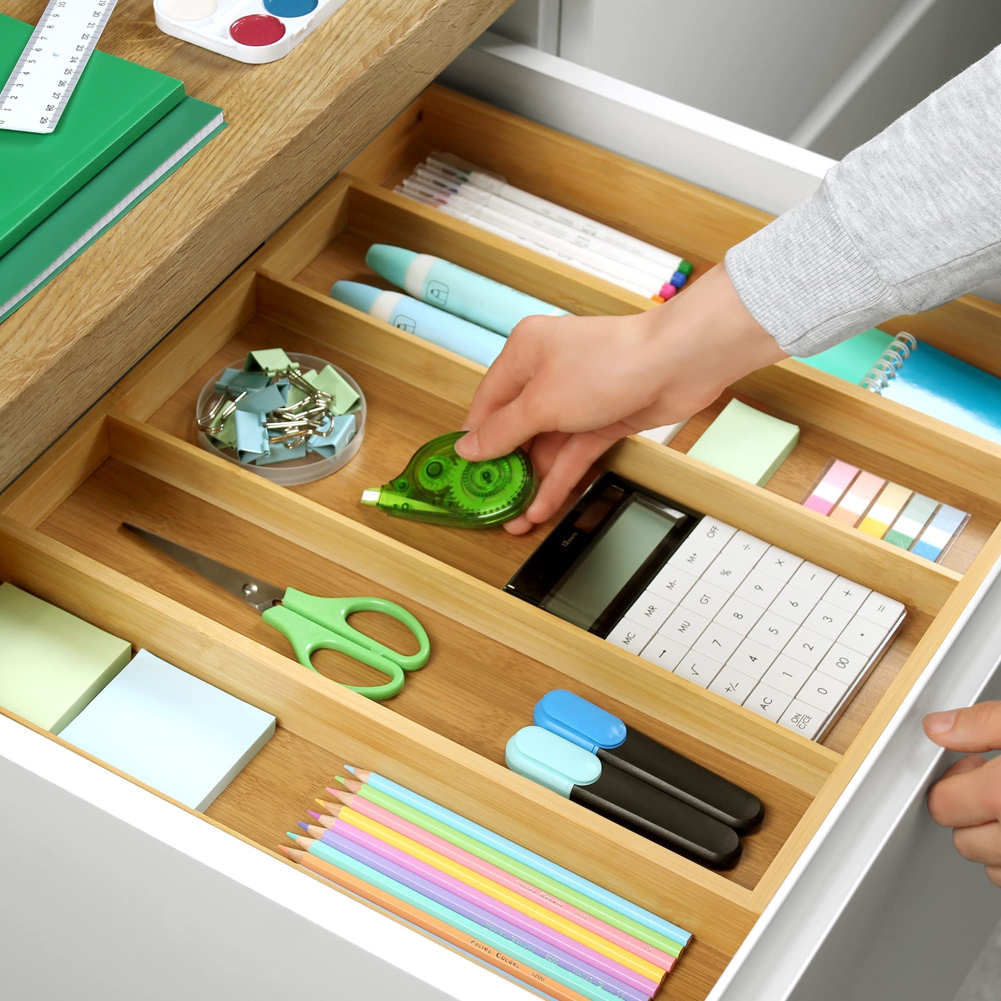 Royal Craft Wood Luxury Bamboo Kitchen Drawer Organizer - Expandable Utensil Organizer For Drawer - Utensil And Silverware Holde