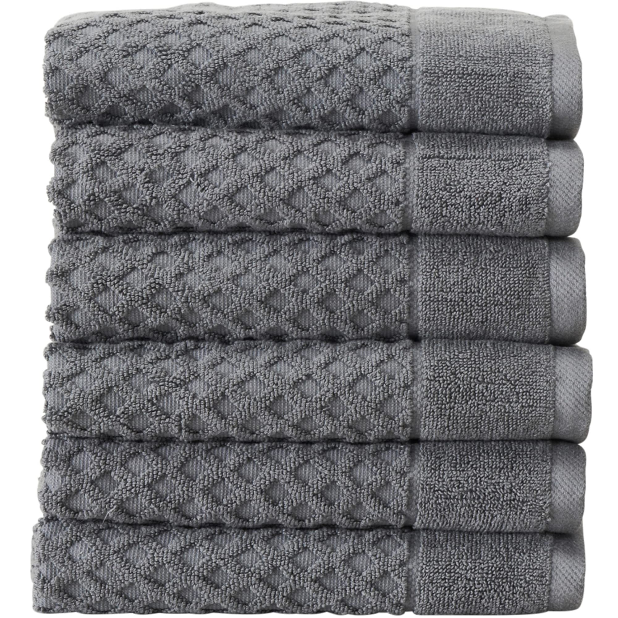 Great Bay Home 100% Cotton Grey Hand Towels  6 Soft Bathroom Hand Towels  Highly Absorbent, Quick Dry Bath Towels  Grayson Colle