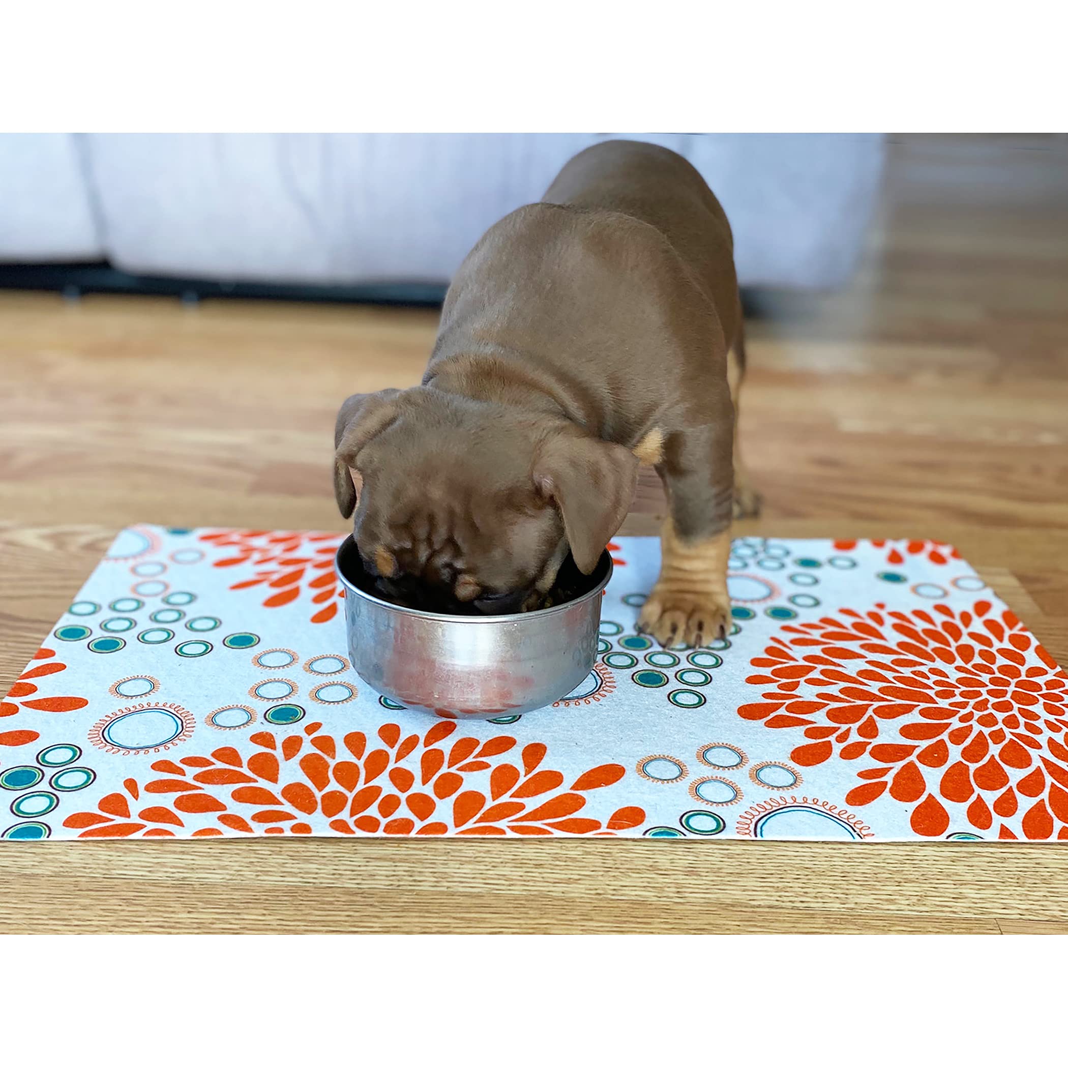 Drymate Pet Bowl Placemat, Dog  Cat Food Feeding Mat - Absorbent Fabric, Waterproof Backing, Slip-Resistant - Machine Washabledu