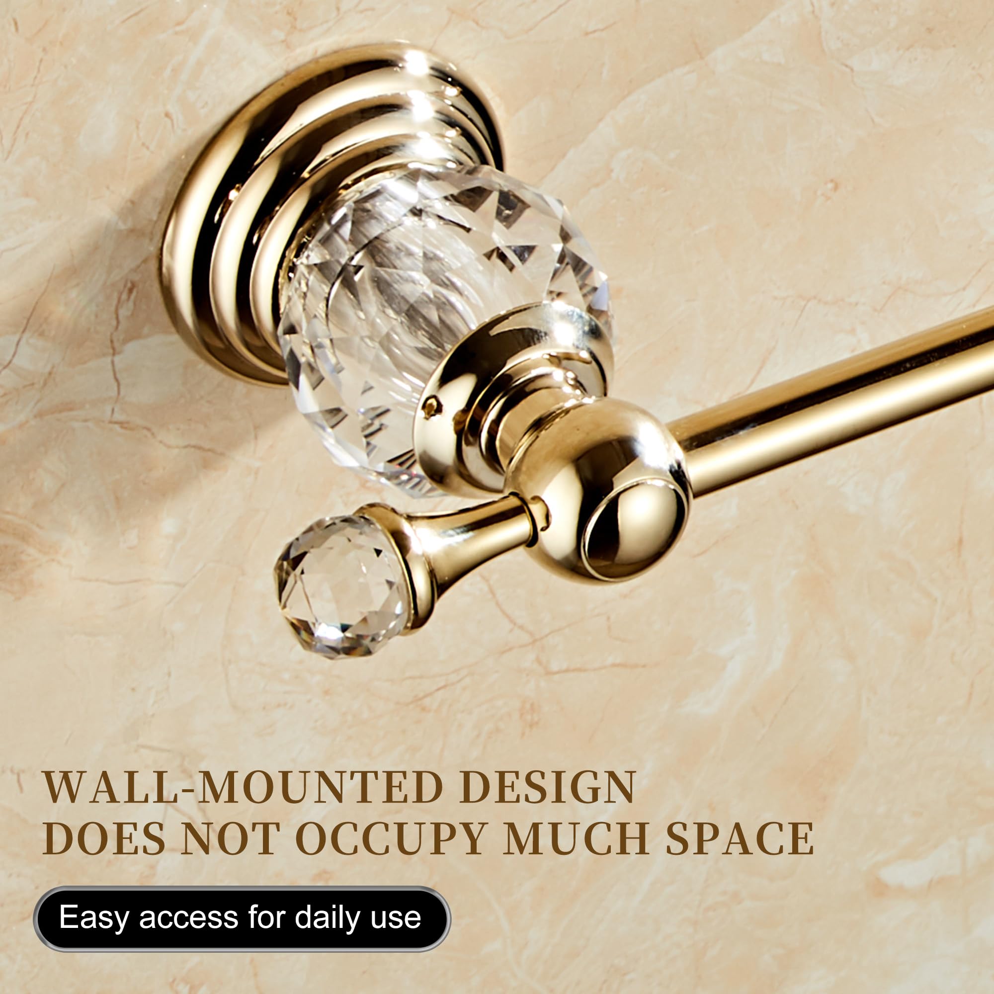 Golden Towel Holder, Gold Crystal Towel Bar Bathroom Hardware