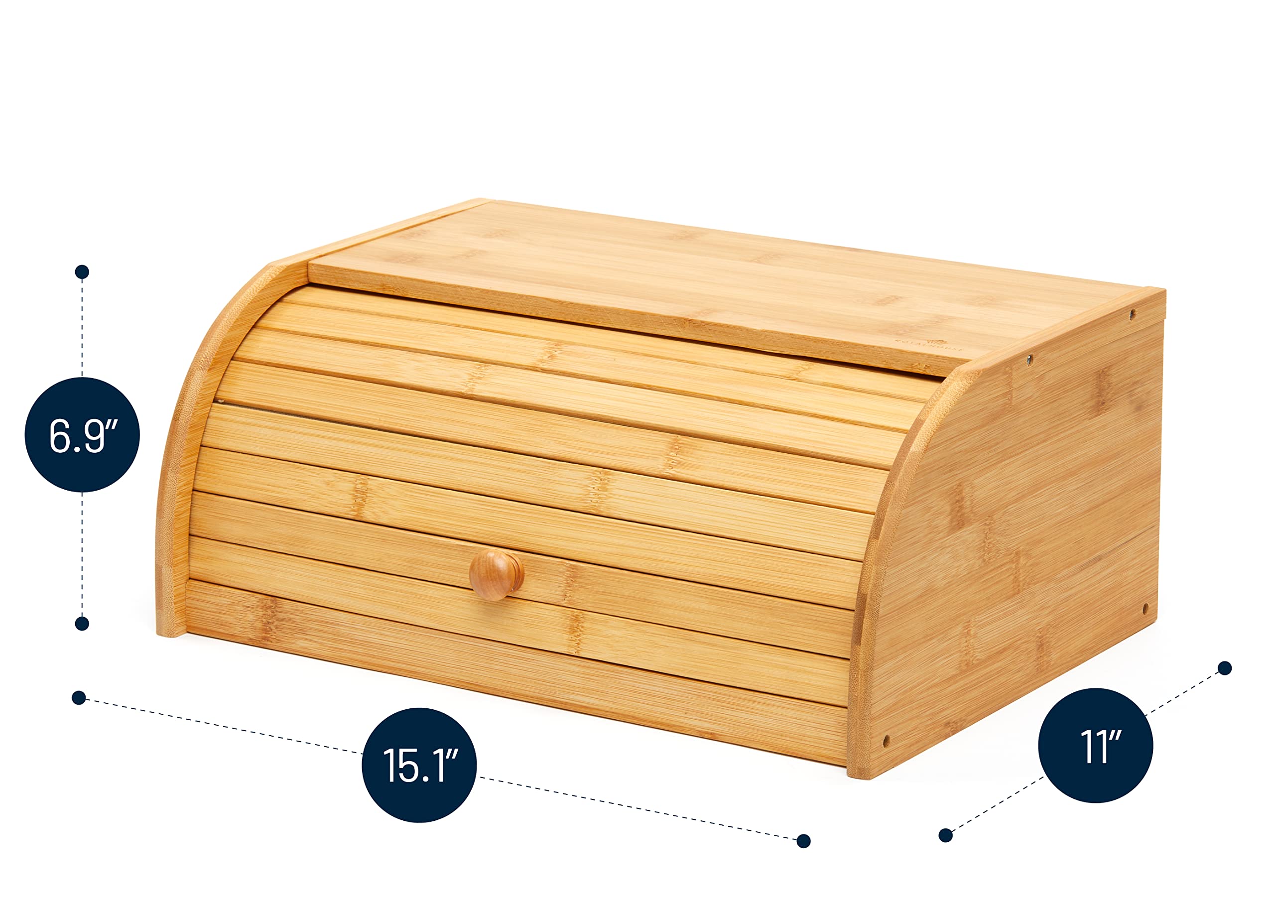 Royalhouse Natural Bamboo Roll Top Bread Box Kitchen Food Storage - Assembly Required