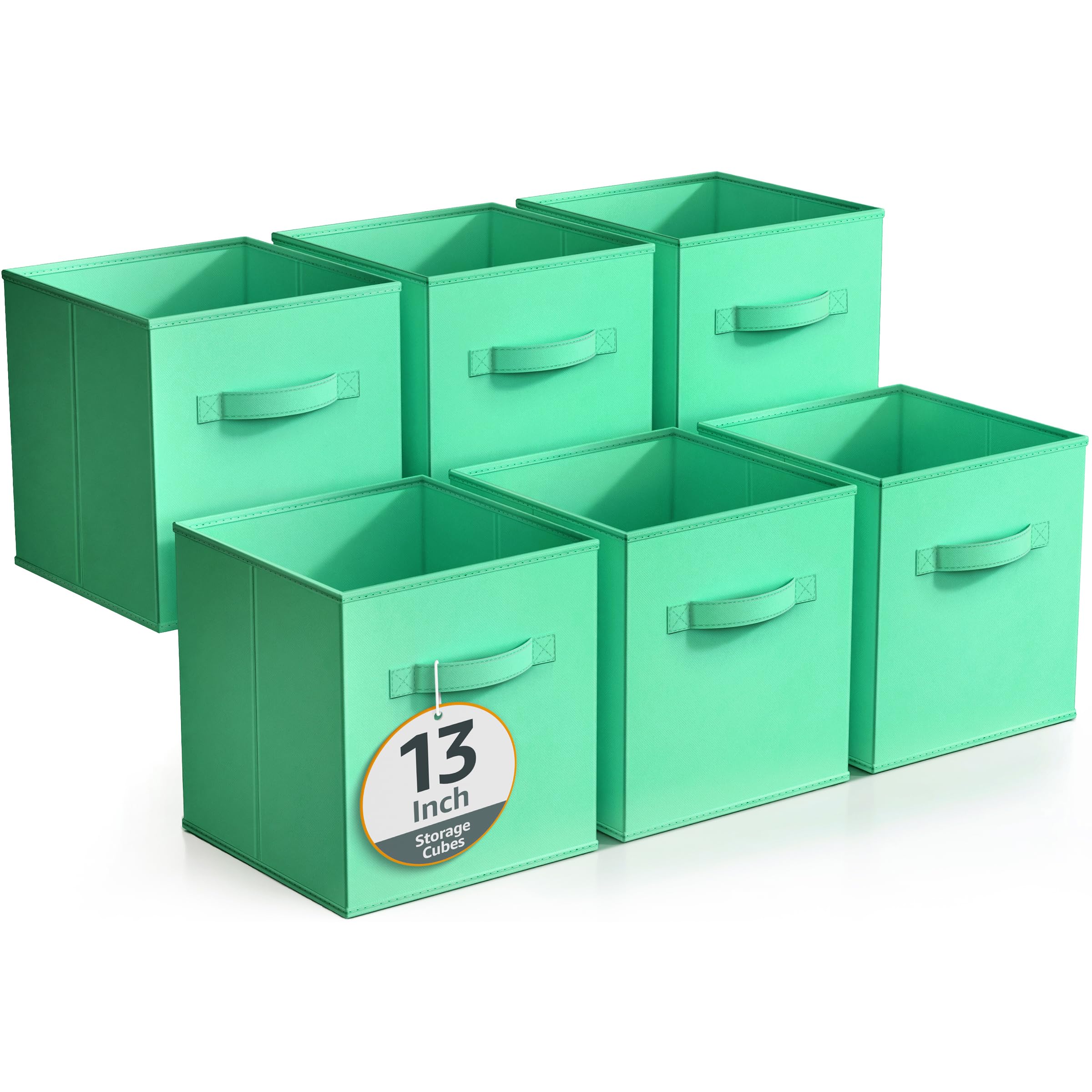 Sorbusa Foldable Storage Cube Basket Bin (6 Pack, Teal)